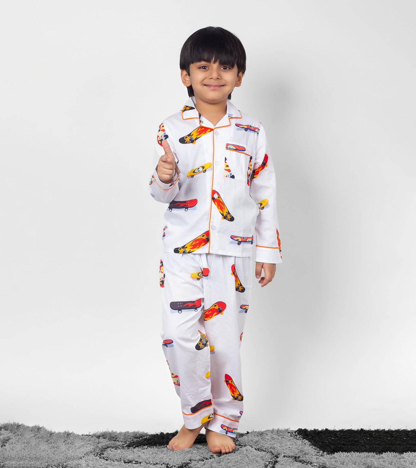 Playing with Skateboard Printed Night Suit Set