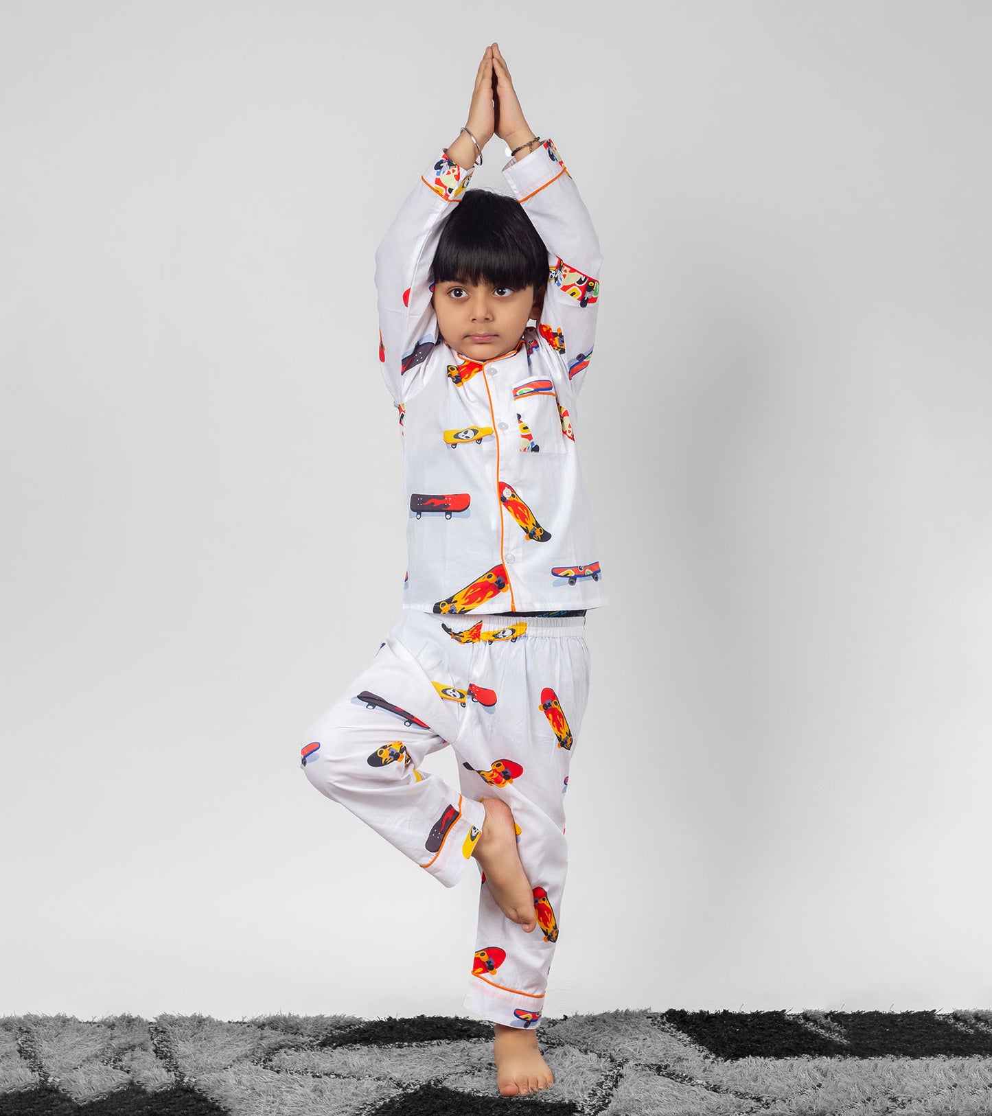 Playing with Skateboard Printed Night Suit Set