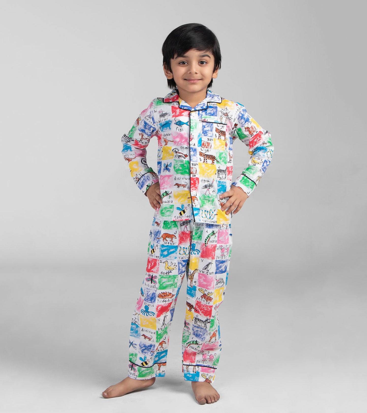 Checks ABC Printed Night Suit Set