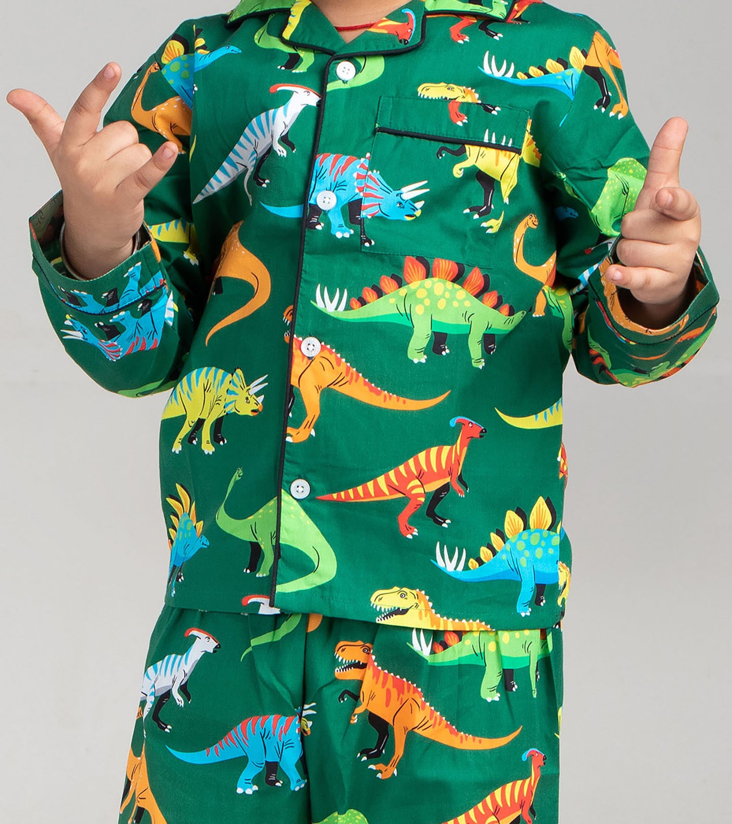 Green ground Dinosaur Printed Nightsuit Set