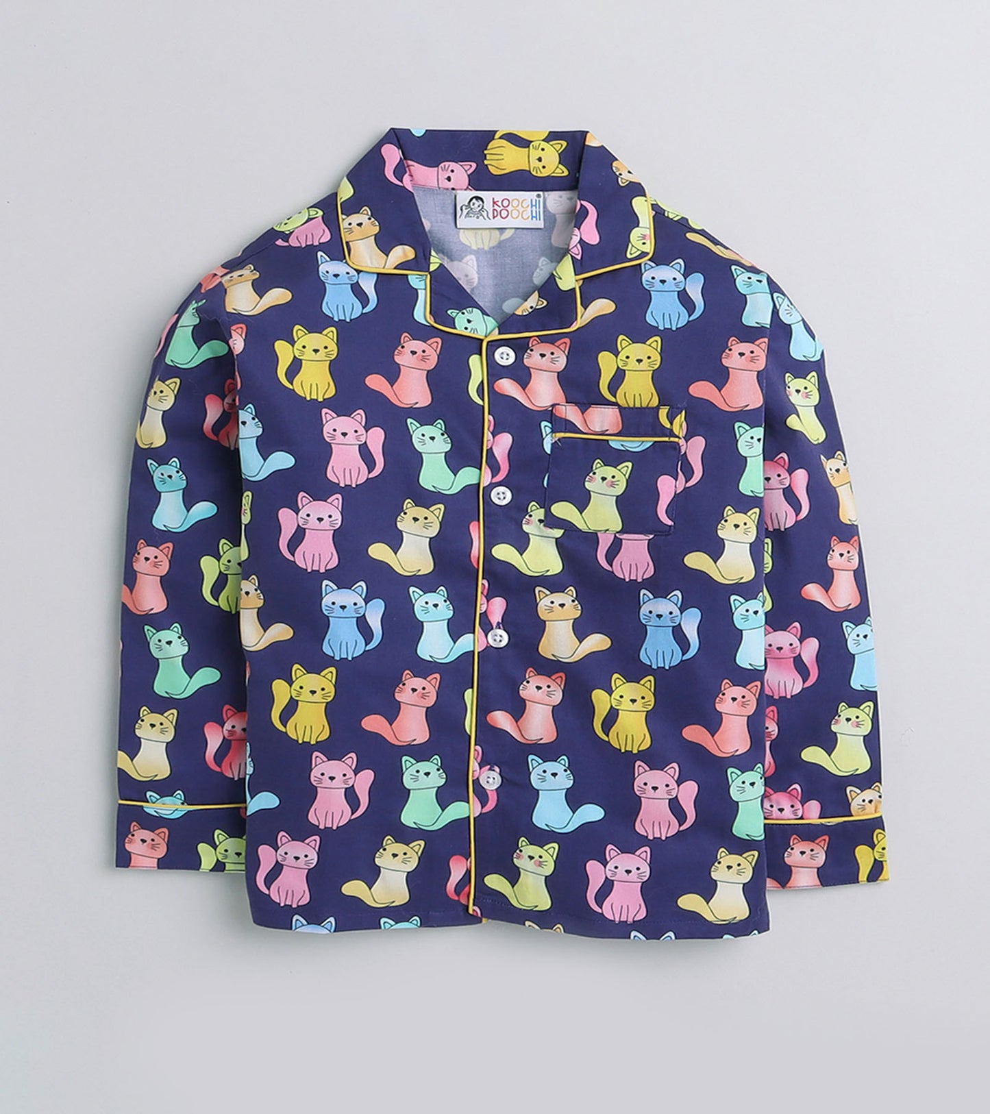 Purple Kitty Printed Night Suit Set