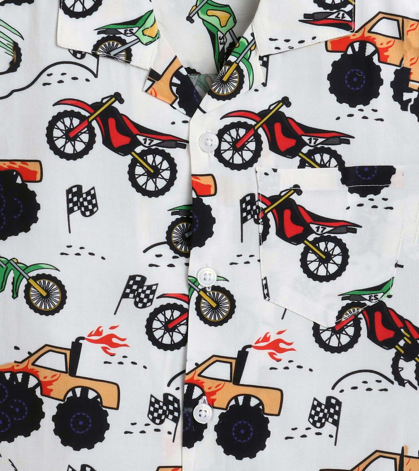 Racing Truck Bike Printed Boys Co ord Set