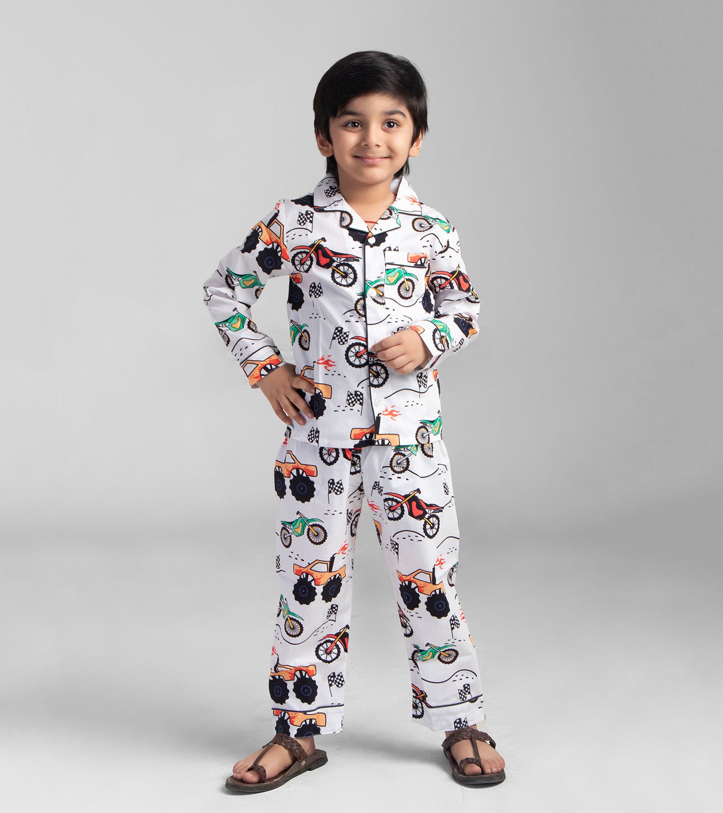 Racing Truck Printed Night Suit Set