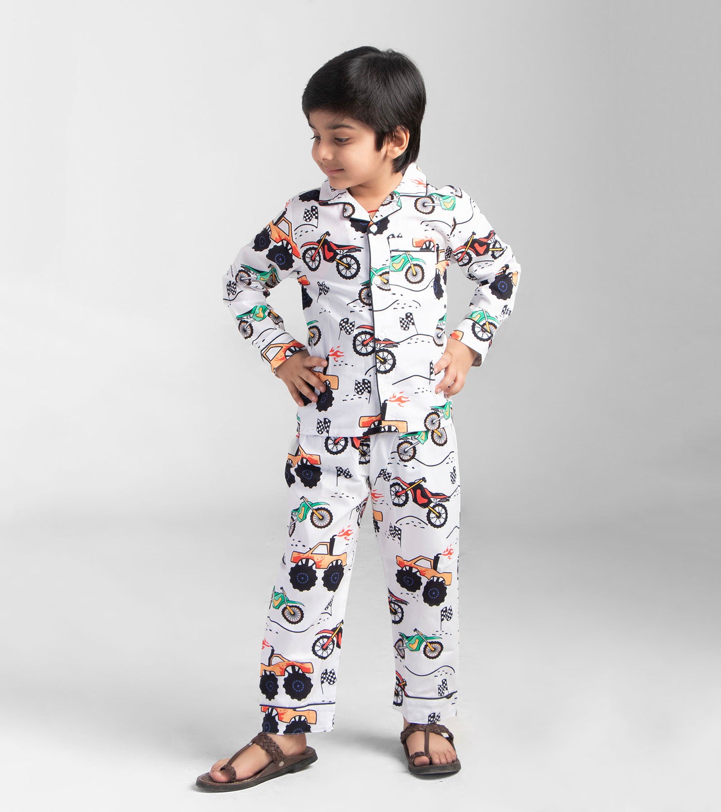 Racing Truck Printed Night Suit Set