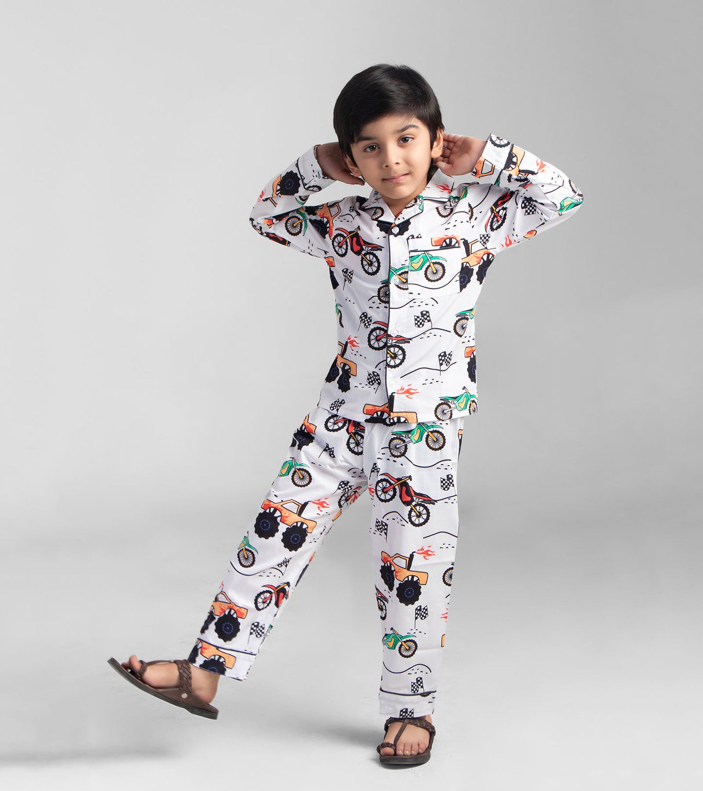 Racing Truck Printed Night Suit Set