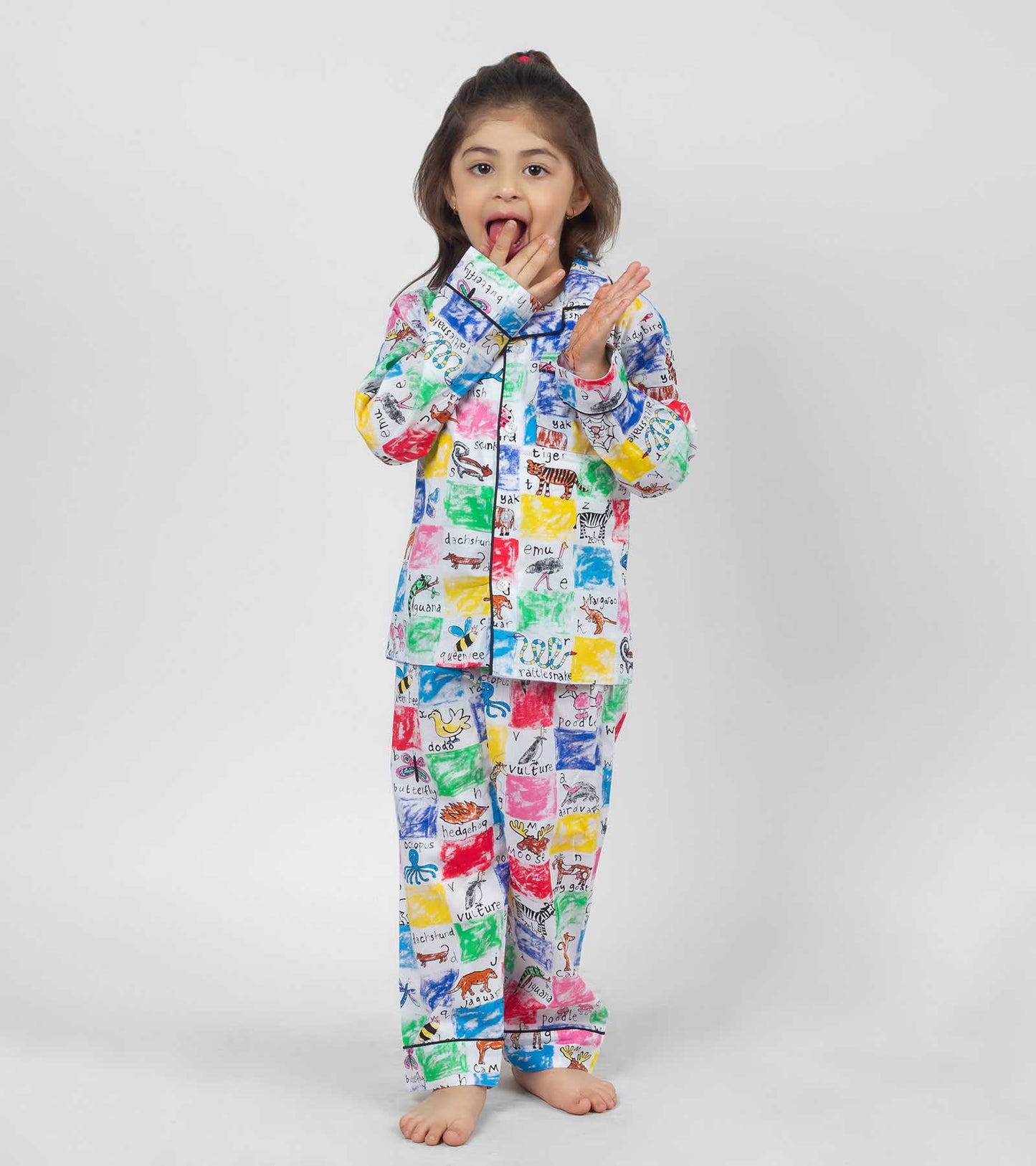 Checks ABC Printed Night Suit Set