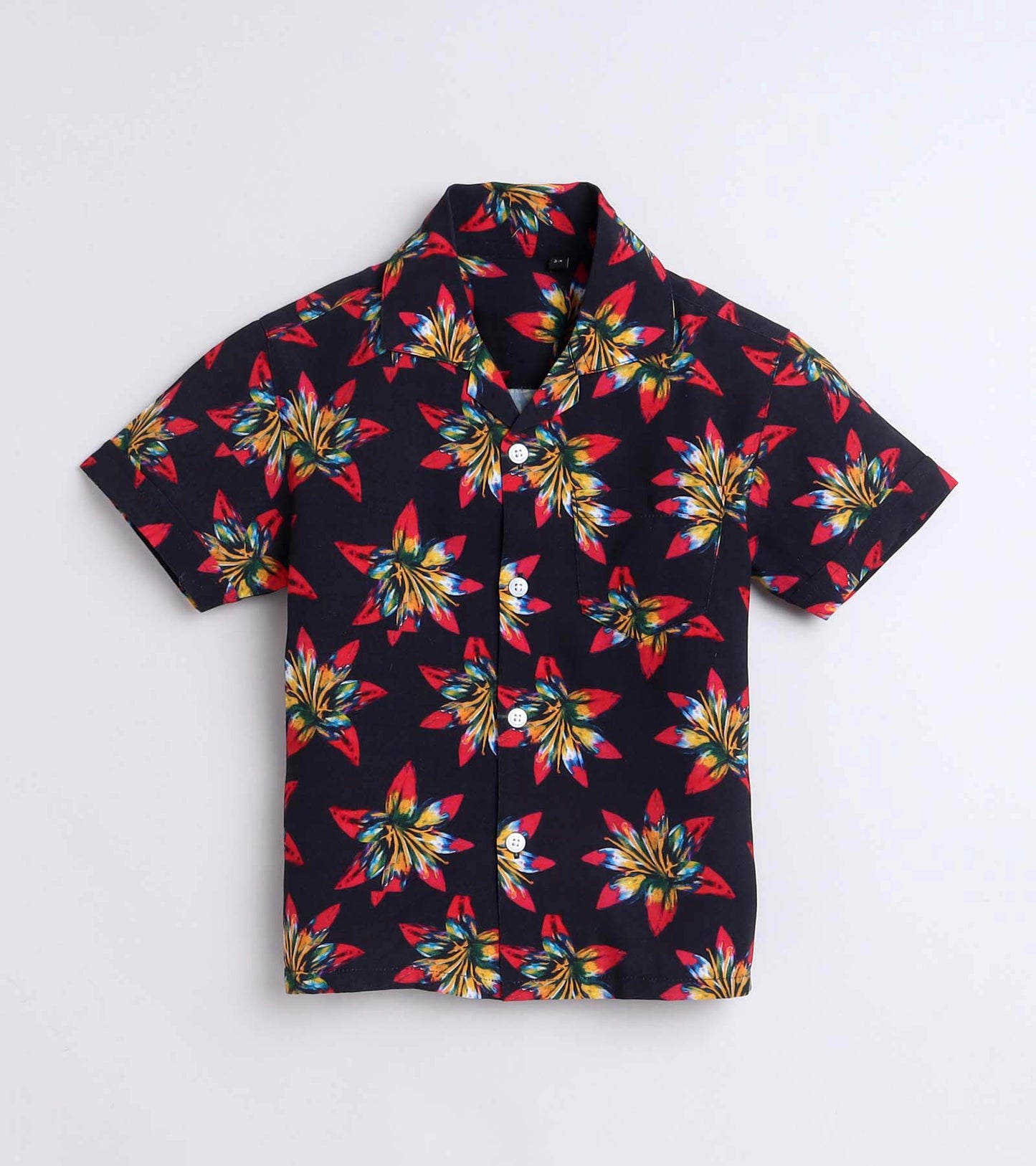 Red Big Flower Printed Boys Co Ord Set