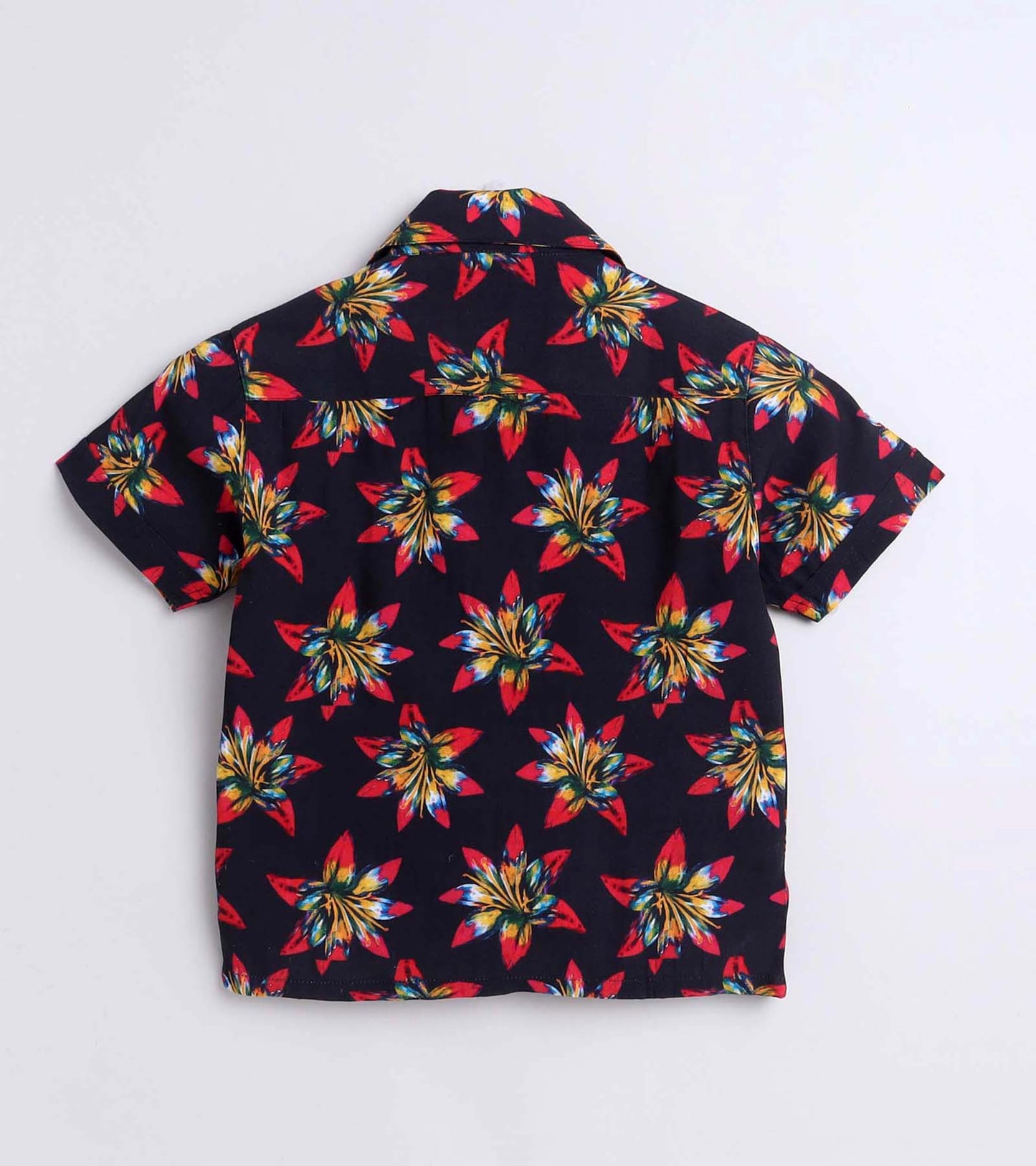 Red Big Flower Printed Boys Co Ord Set