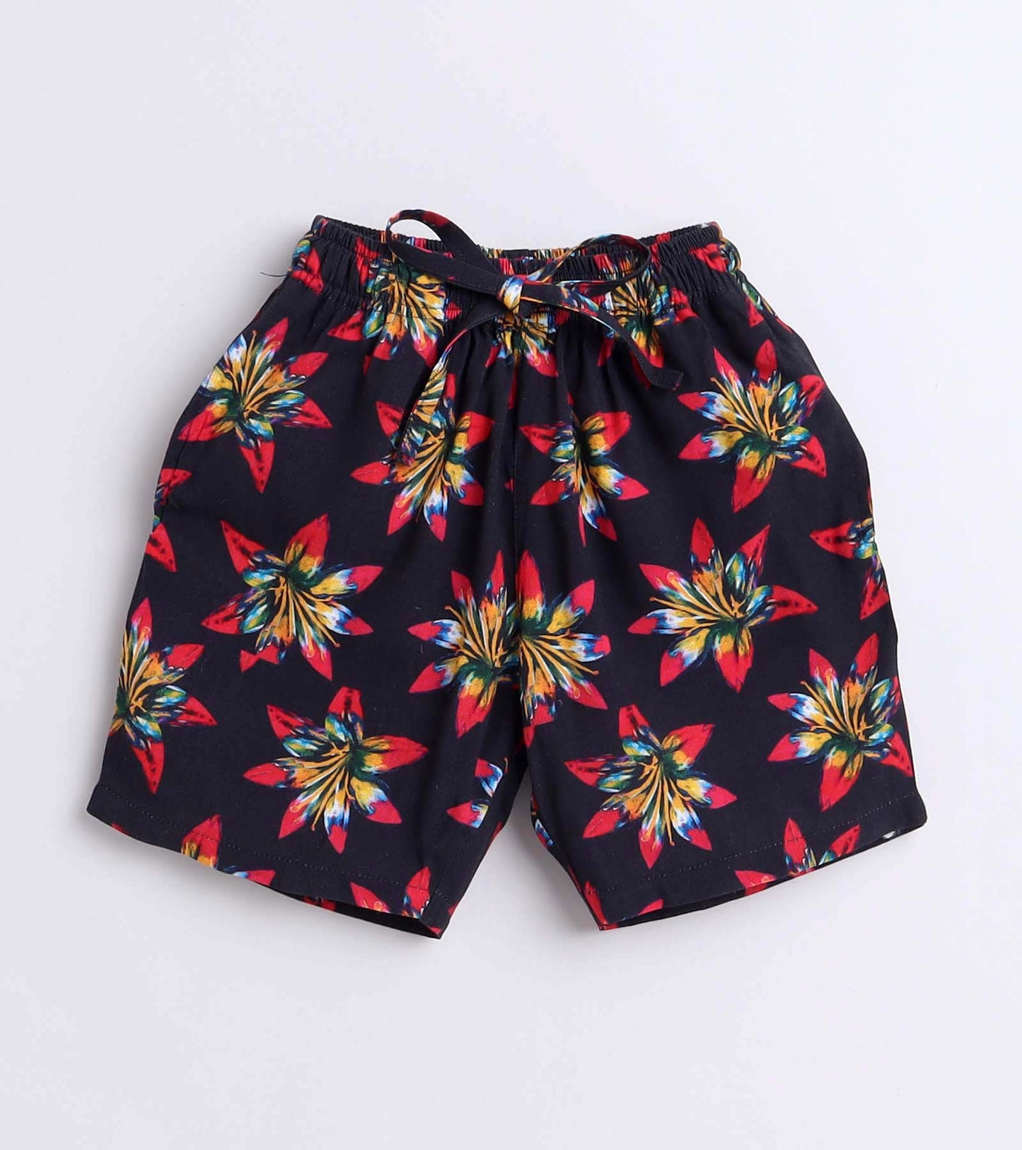 Red Big Flower Printed Boys Co Ord Set