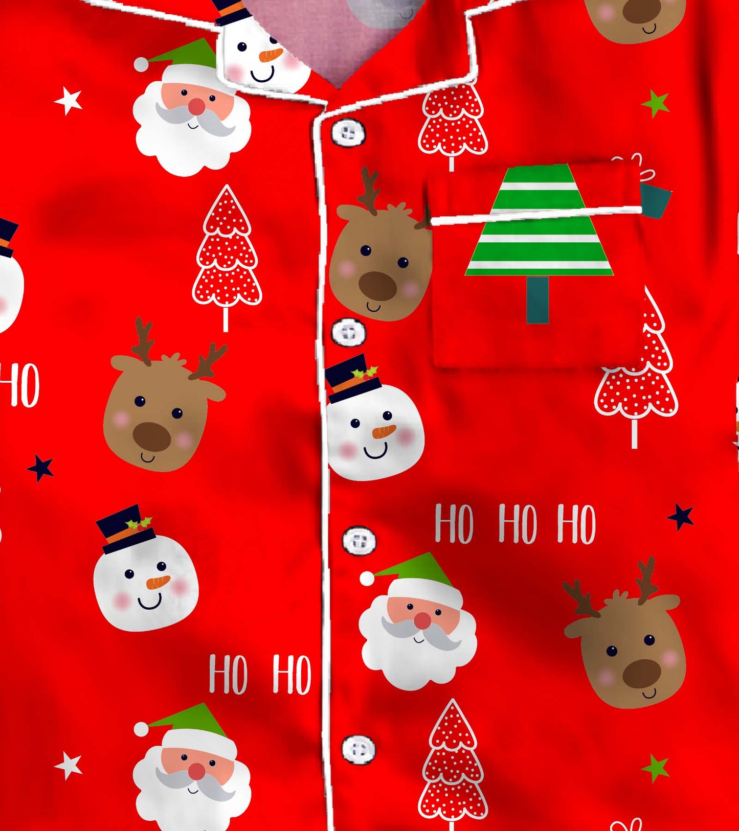 Red Ground with Santa Gift Pure Cotton Christmas Printed Nightsuit Set