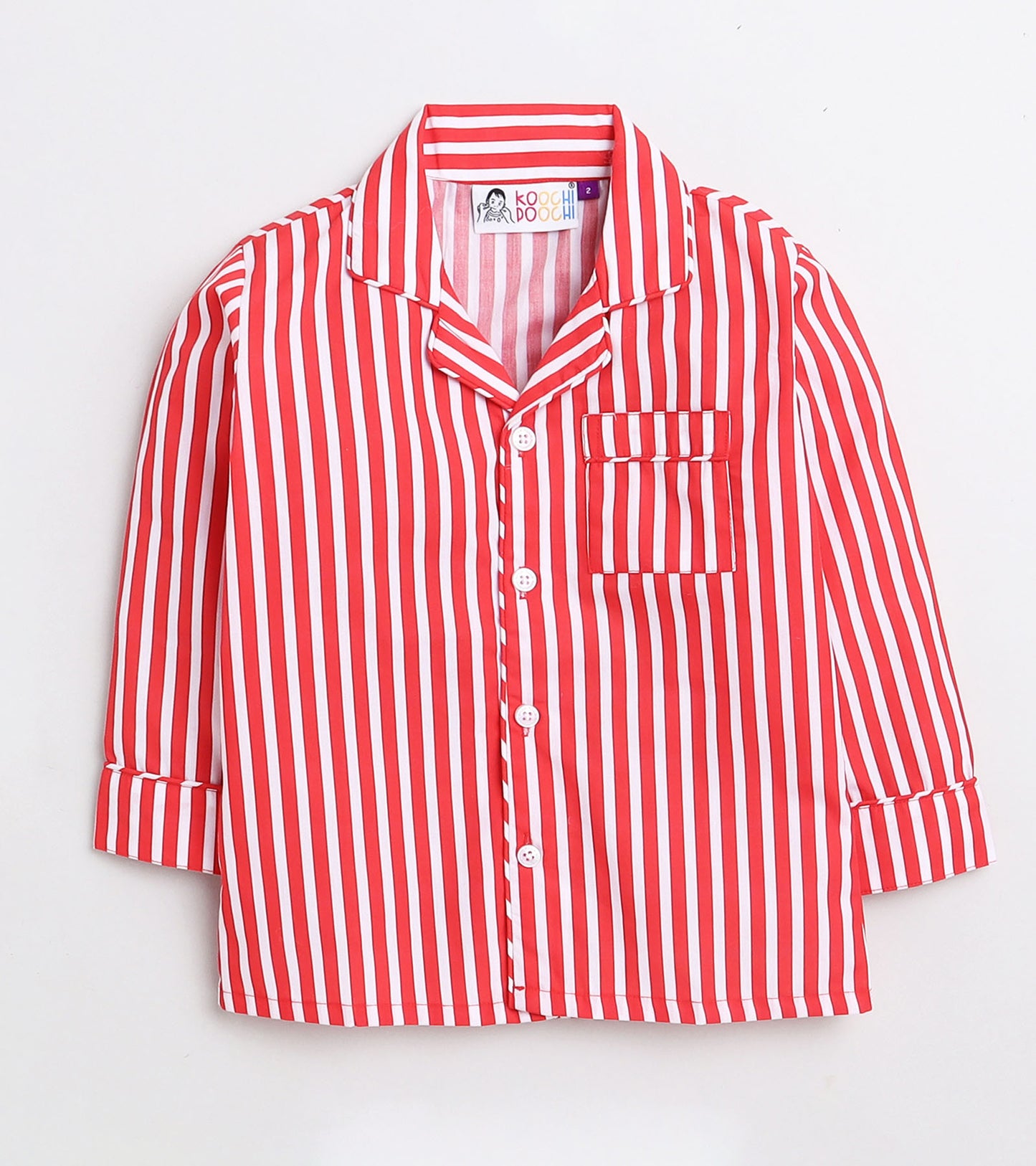 Red Stripe Printed Night Suit Set