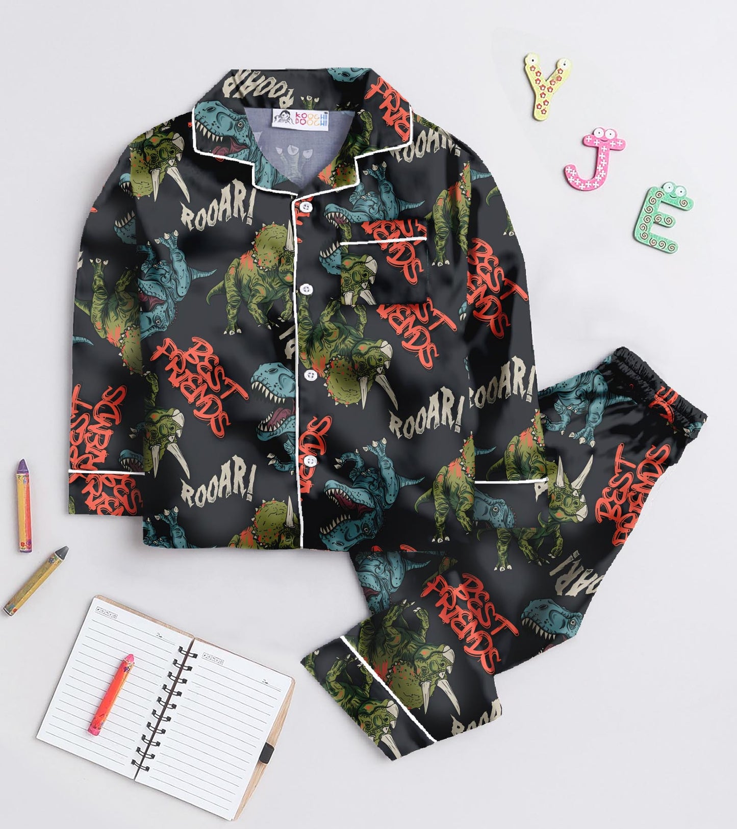 Roar Dino Pure Cotton Printed Nightsuit Set