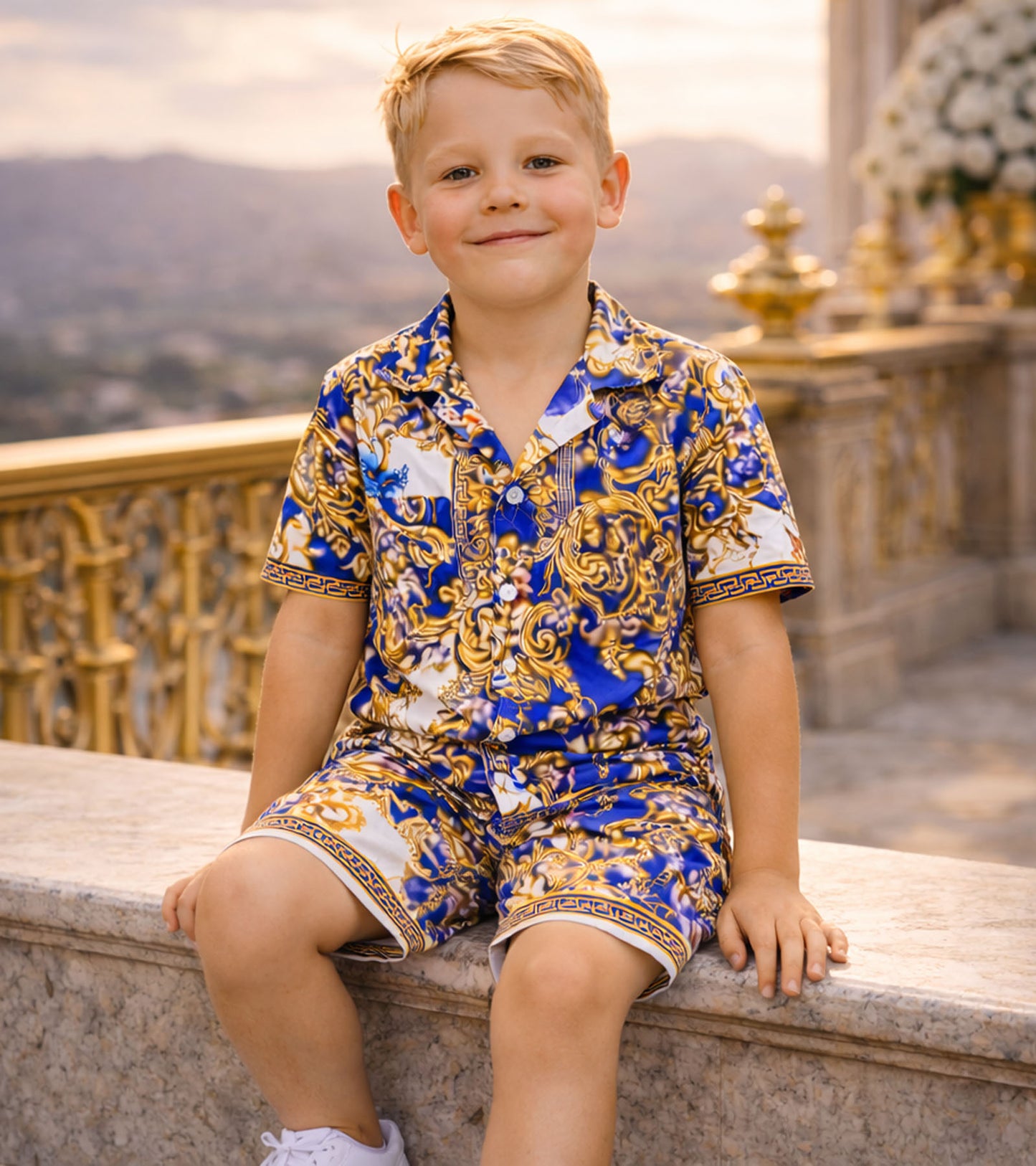 Royal Baroque Pure Cotton Luxe Co-ord Set For Boys