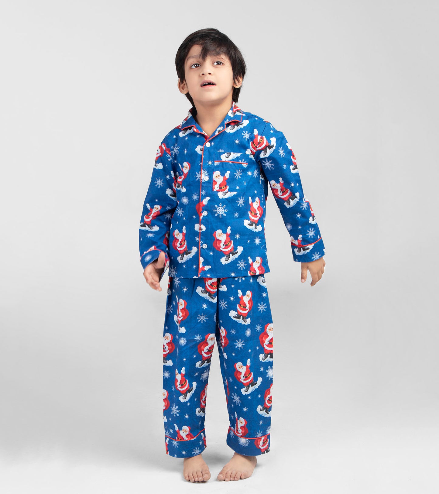 Santa Snow Skating Christmas Printed Nightsuit Set