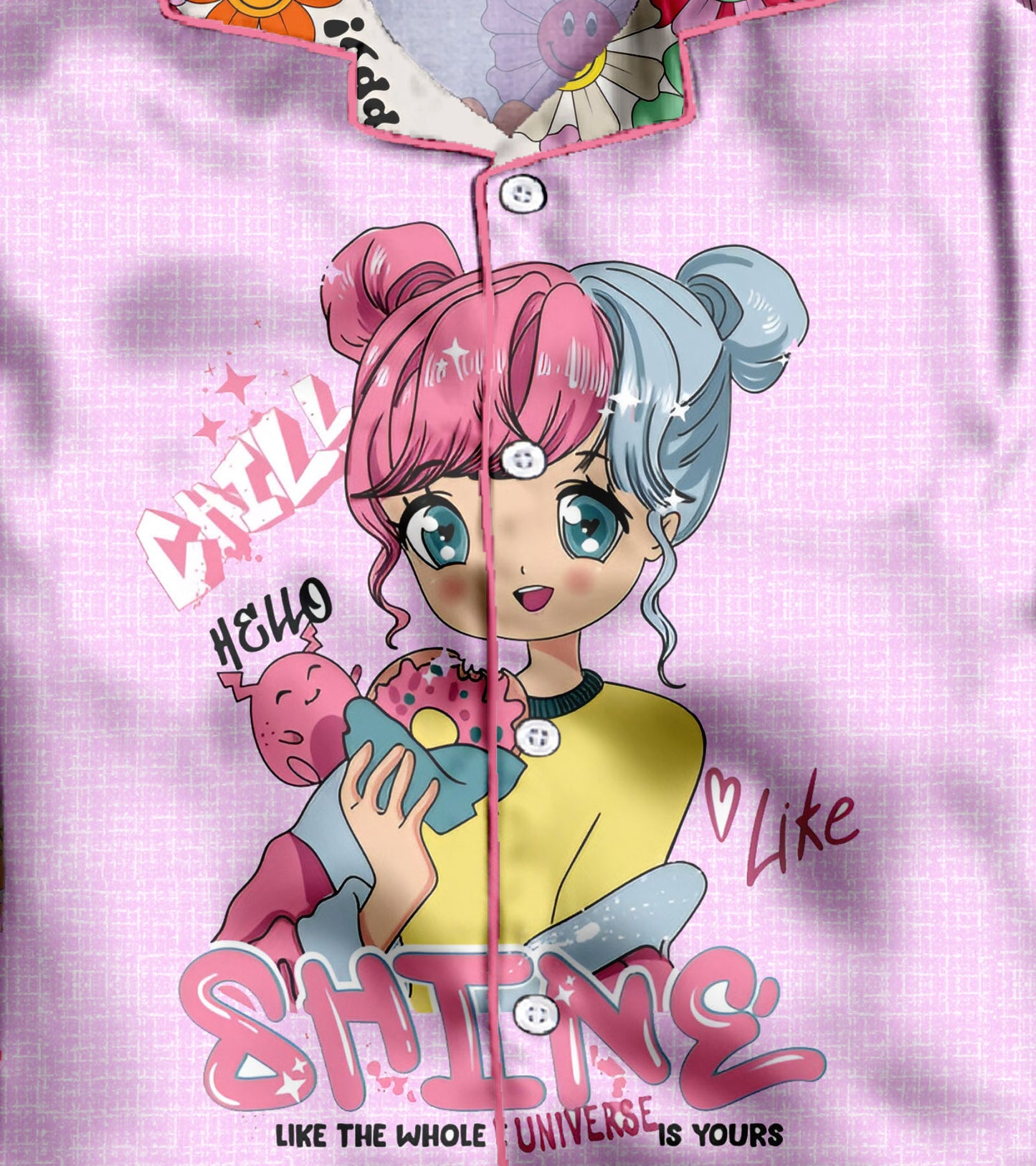 Shining Star Printed Girls Pure Cotton Nightsuit Set