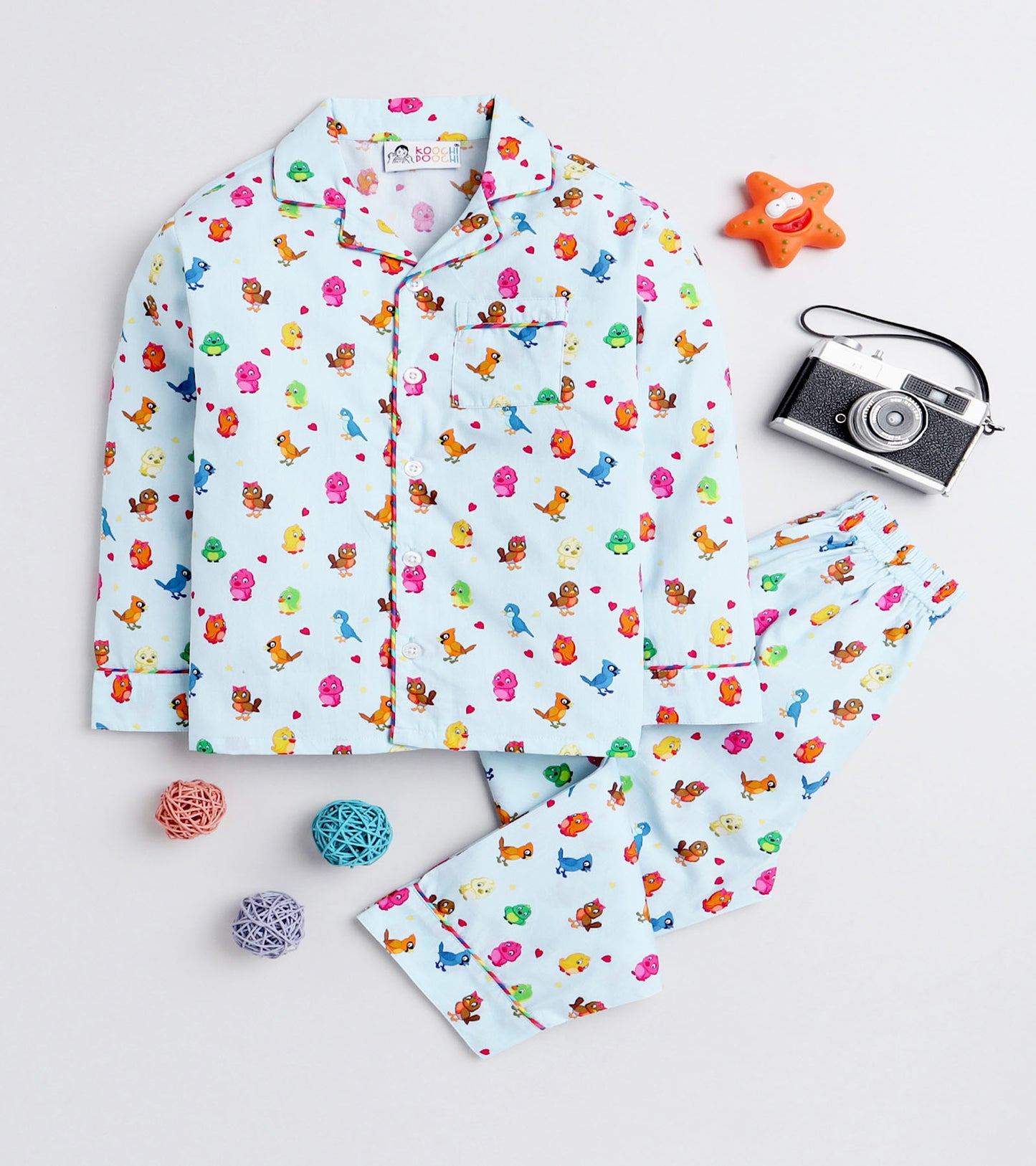 Singing Birds Printed Night Suit Set