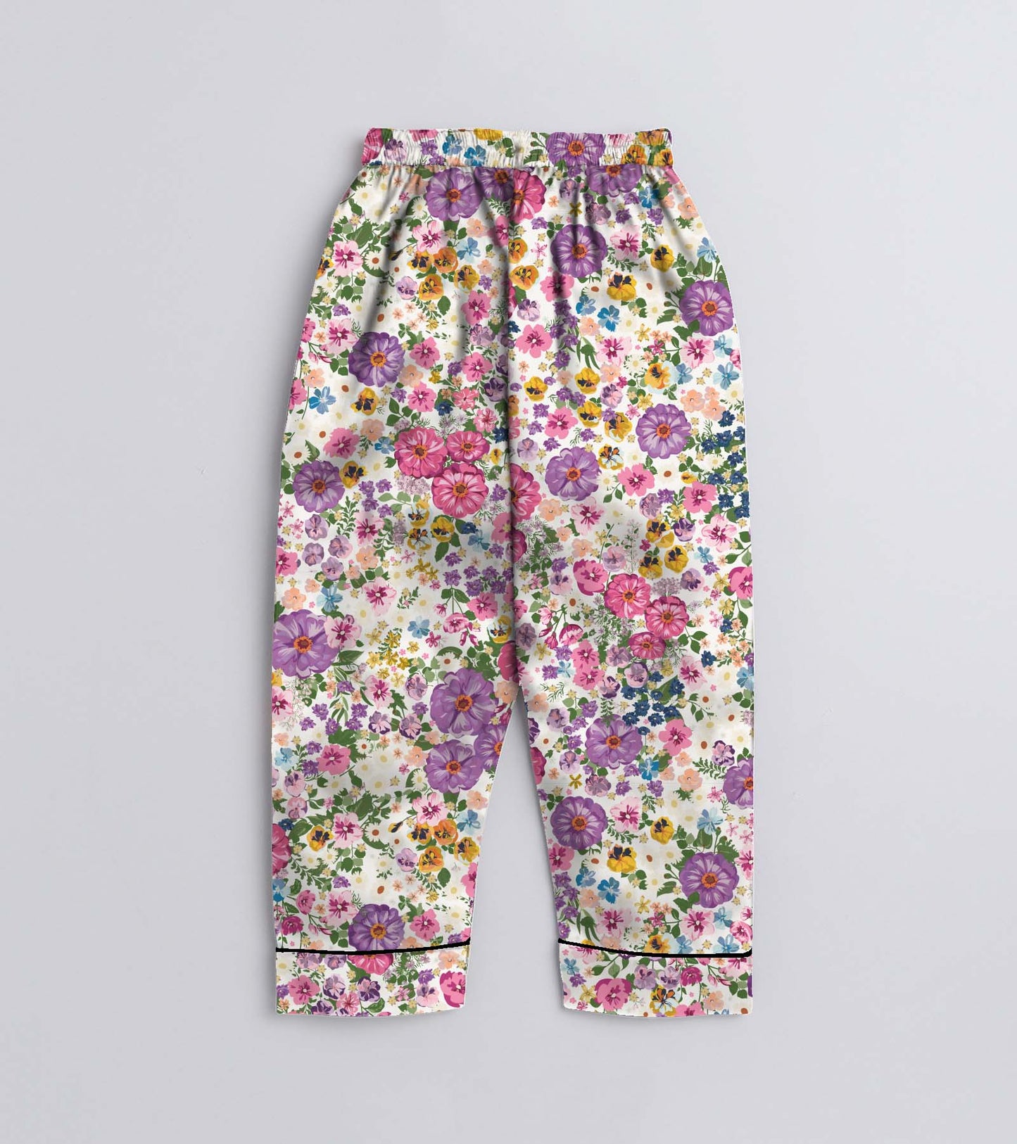 Small Flower Printed Girls Pure Cotton Nightsuit Set