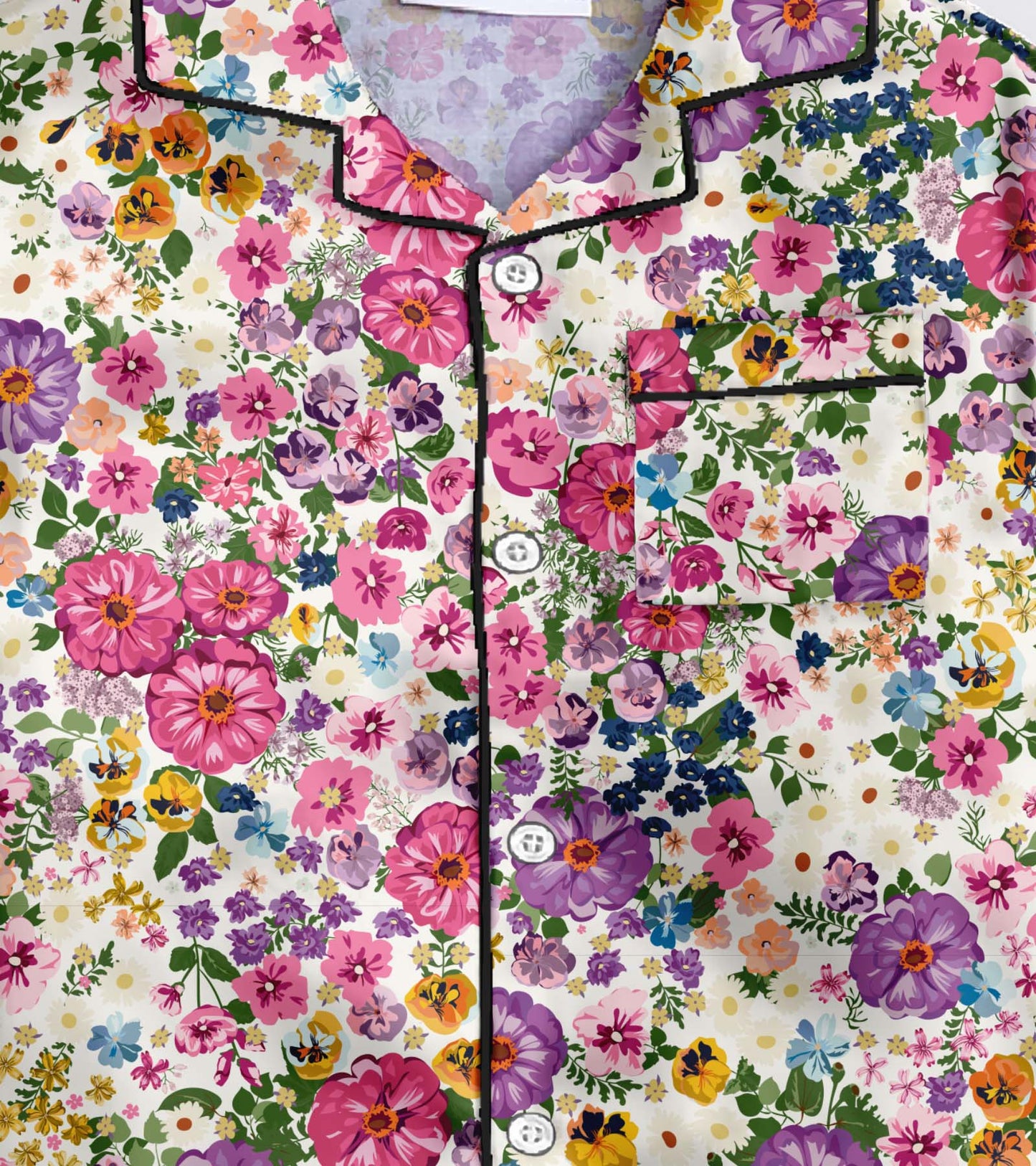 Small Flower Printed Girls Pure Cotton Nightsuit Set