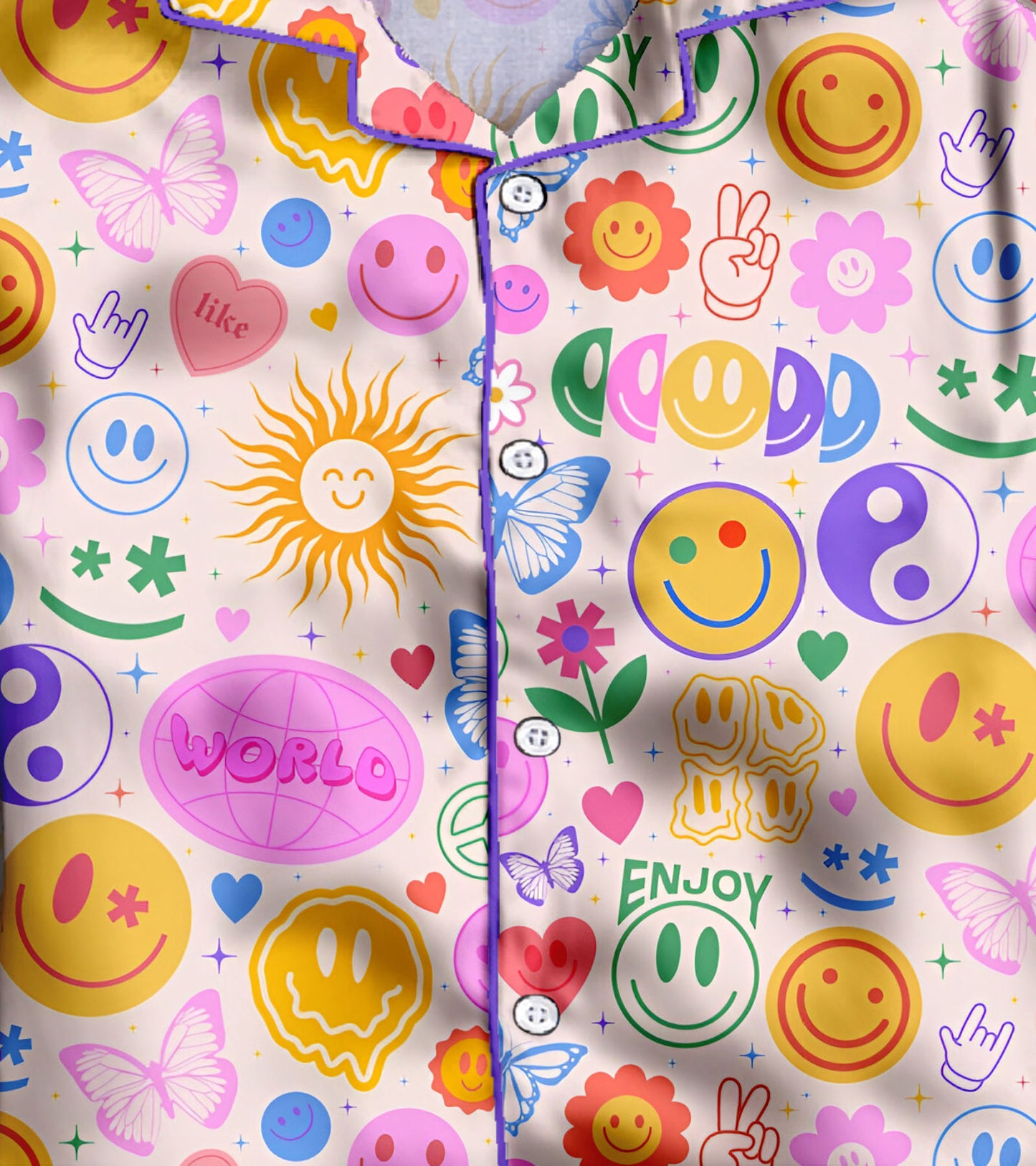 Smilely Printed Girls Pure Cotton Nightsuit Set