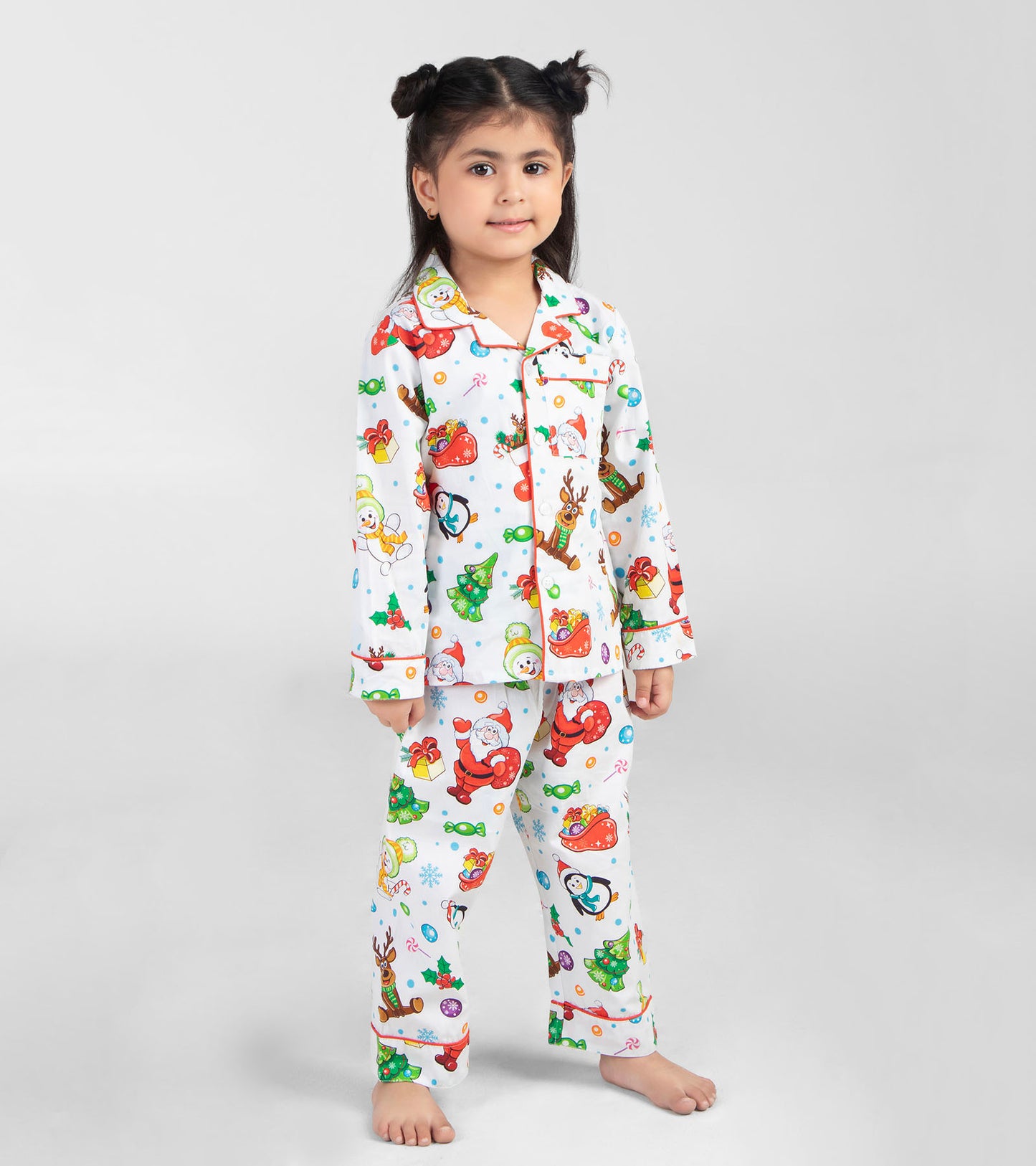 Snow Santa Christmas Printed Nightsuit Set