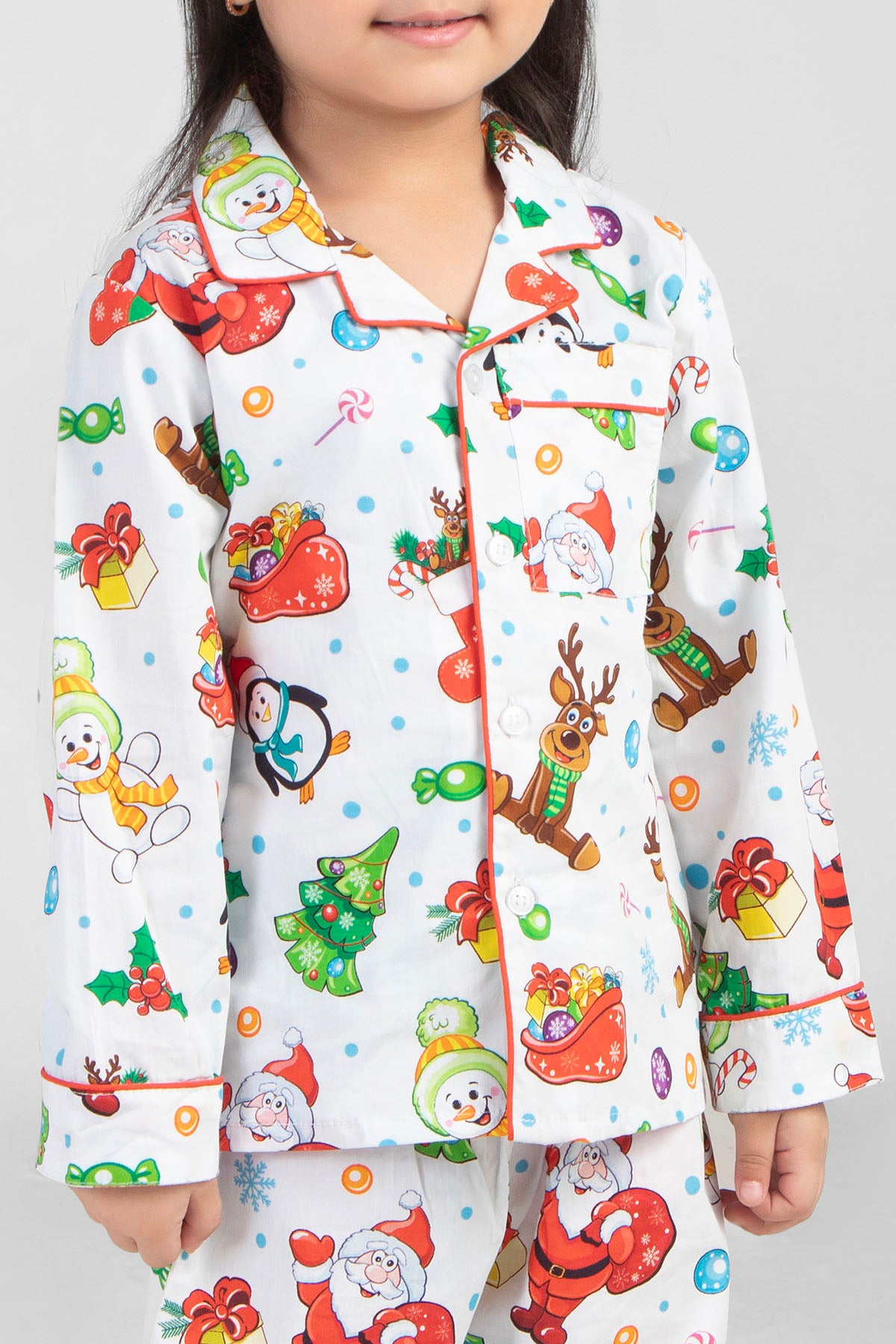 Snow Santa Christmas Printed Nightsuit Set