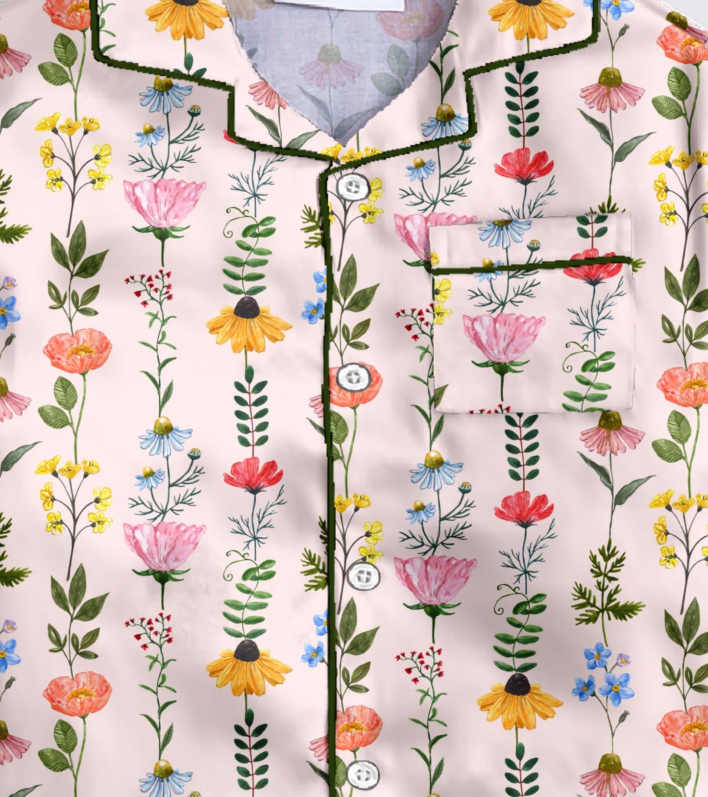 Stripe Floral Printed Girls Pure Cotton Nightsuit Set