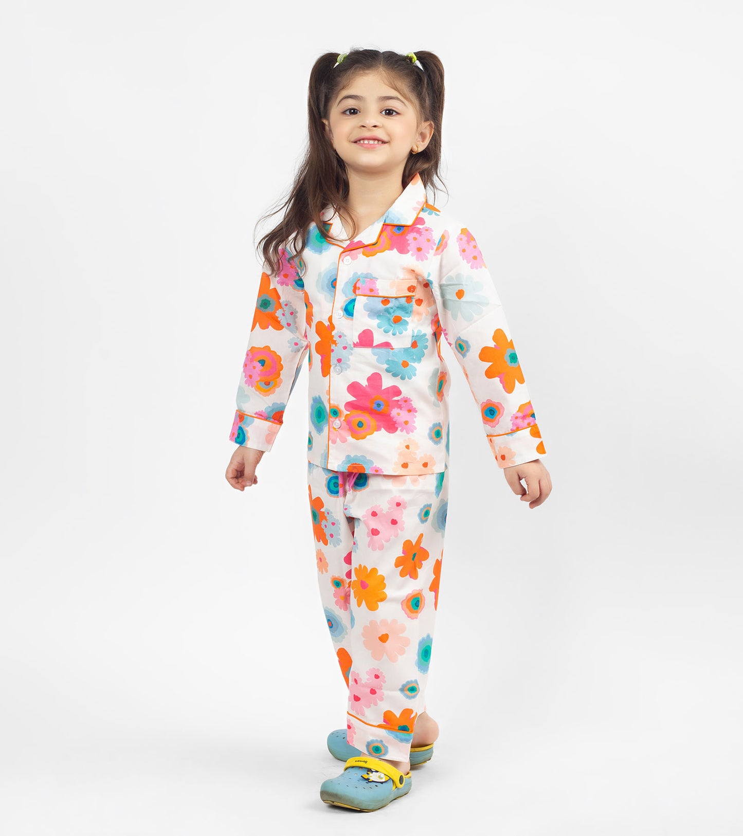 Summer Florals Printed Girls Nightsuit Set