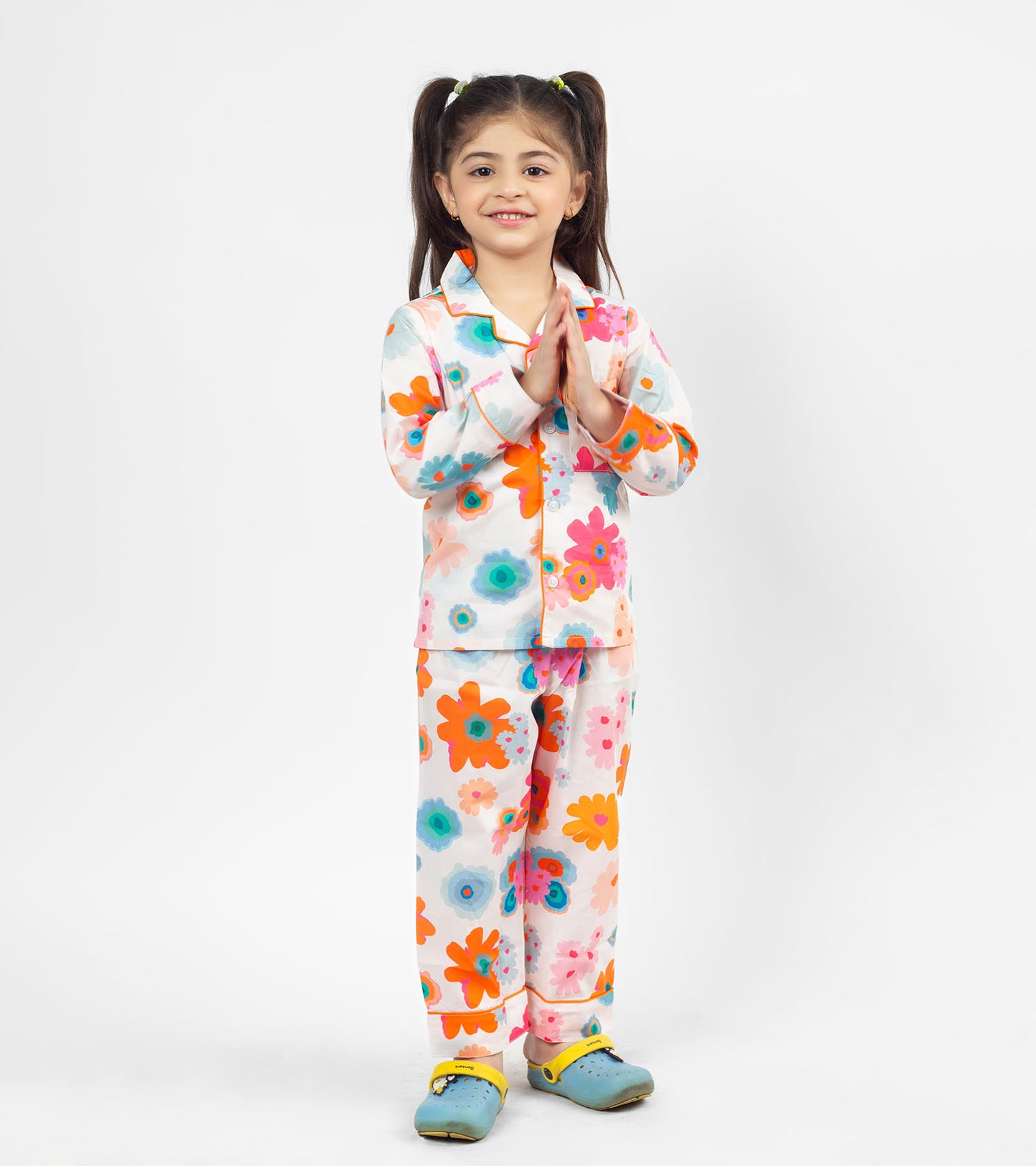 Summer Florals Printed Girls Nightsuit Set