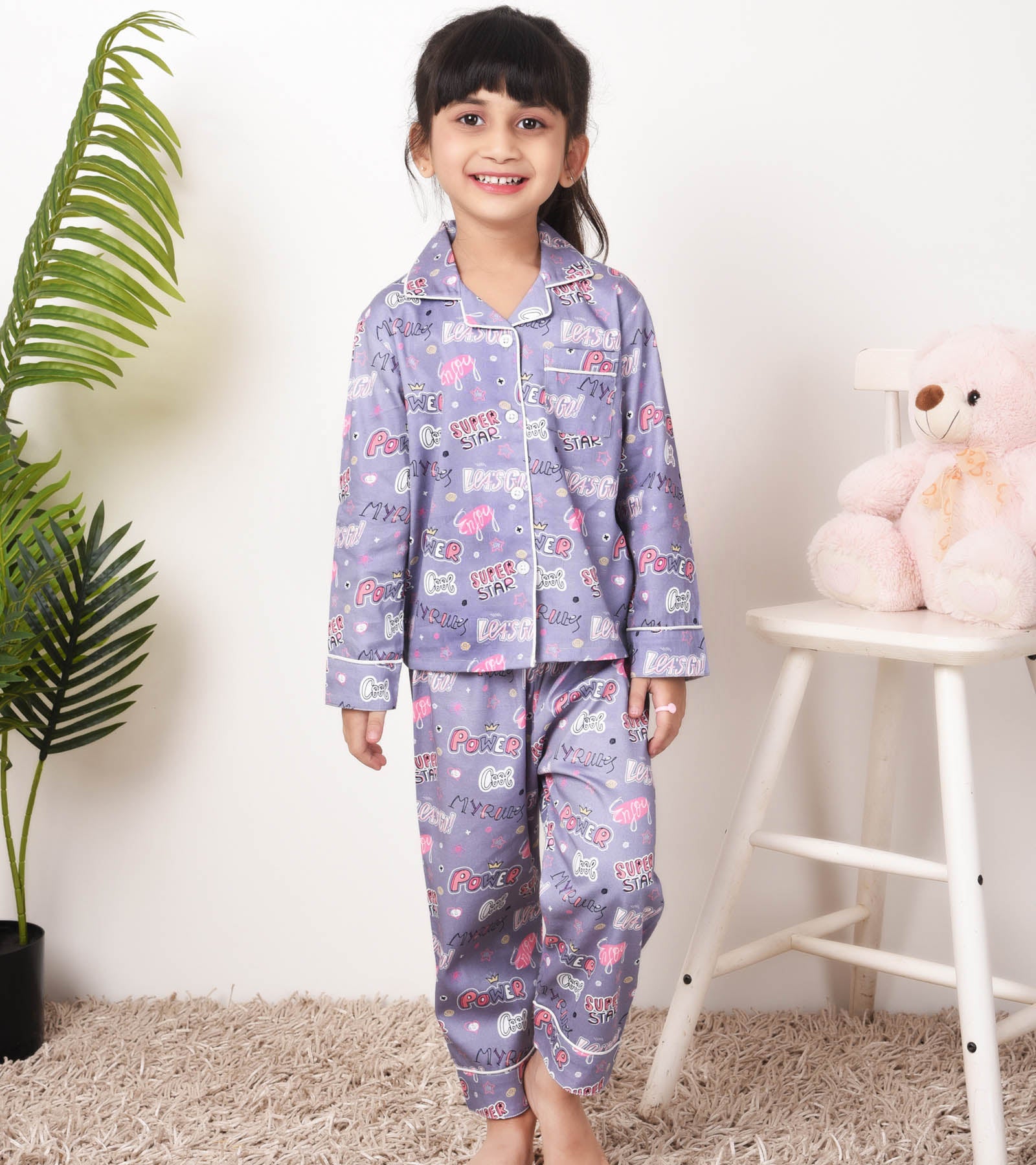 Super Star Printed Girls Nightsuit Set - KOOCHI POOCHI – koochi Poochi