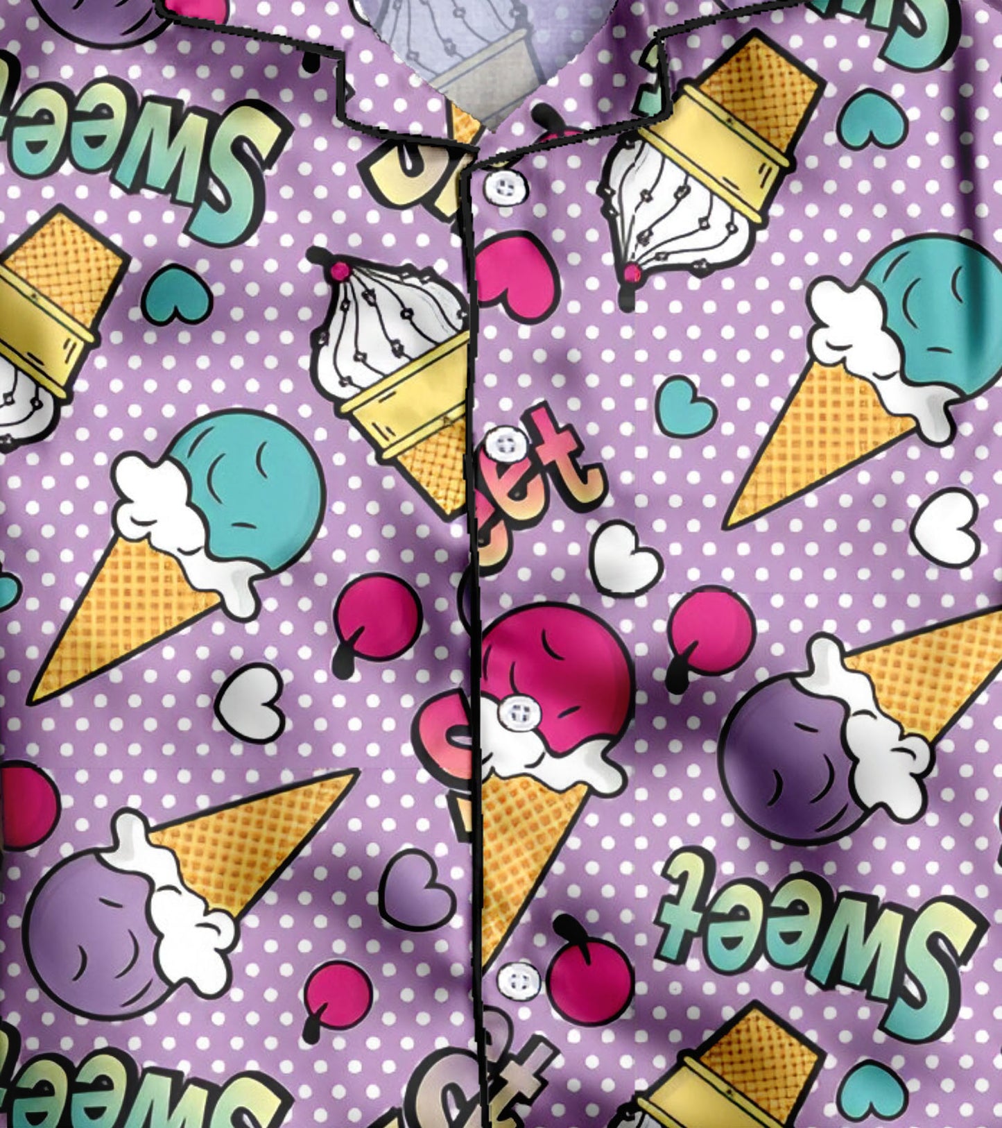Sweet Ice cream Printed Girls Pure Cotton Nightsuit Set