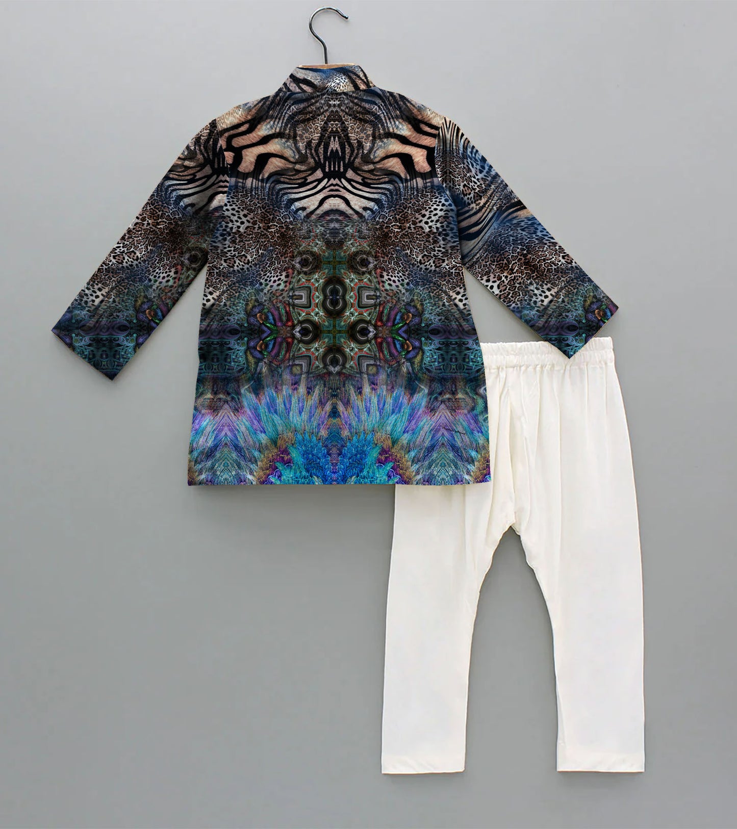 Tiger Printed Pure Cotton Kurta And Pyjama