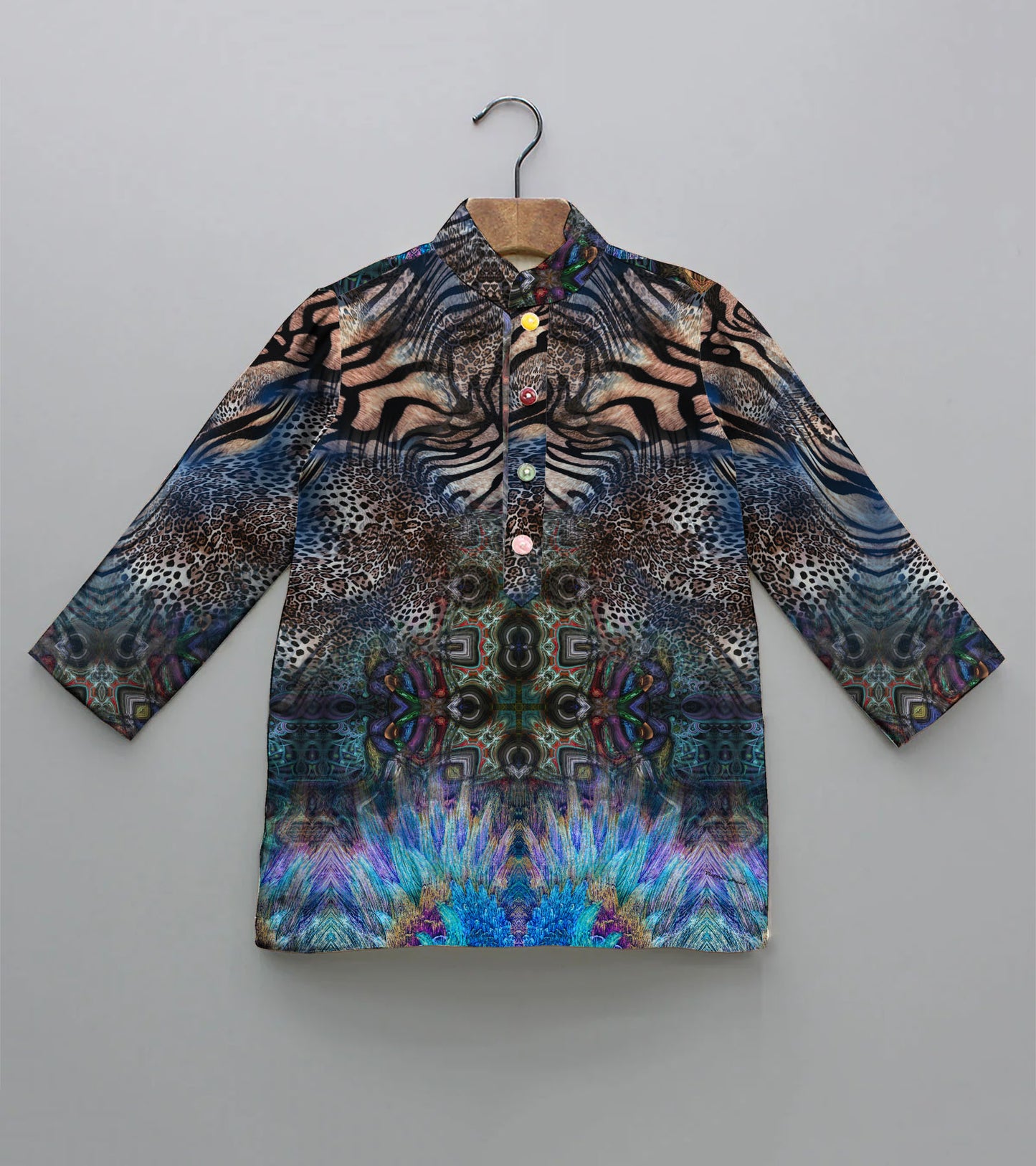 Tiger Printed Pure Cotton Kurta And Pyjama