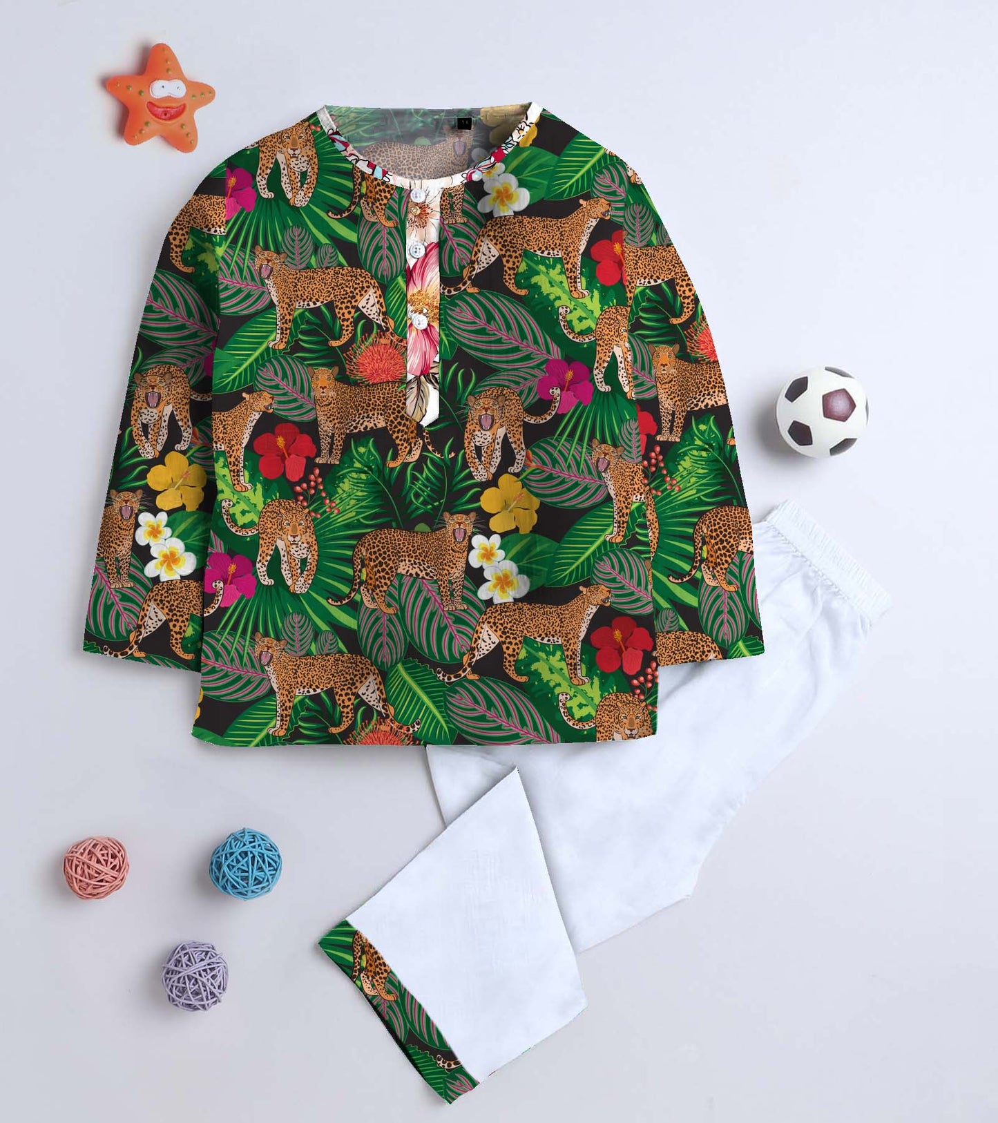 Tropical Tiger Printed Pyjama Kurta Set