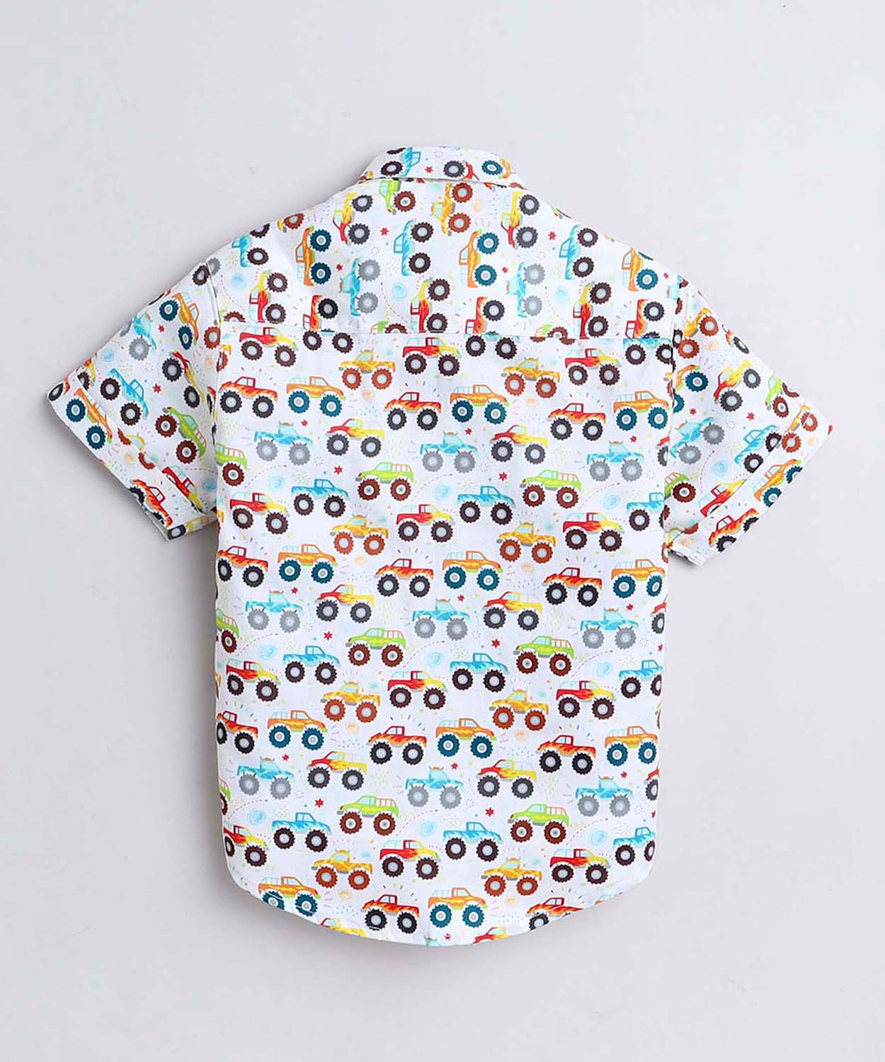 Truck Print Pure Cotton Half Sleeve Shirt For Boys