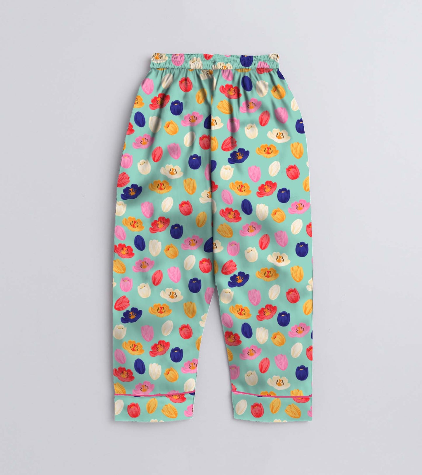 Tulip Printed Girls Pure Cotton Nightsuit Set