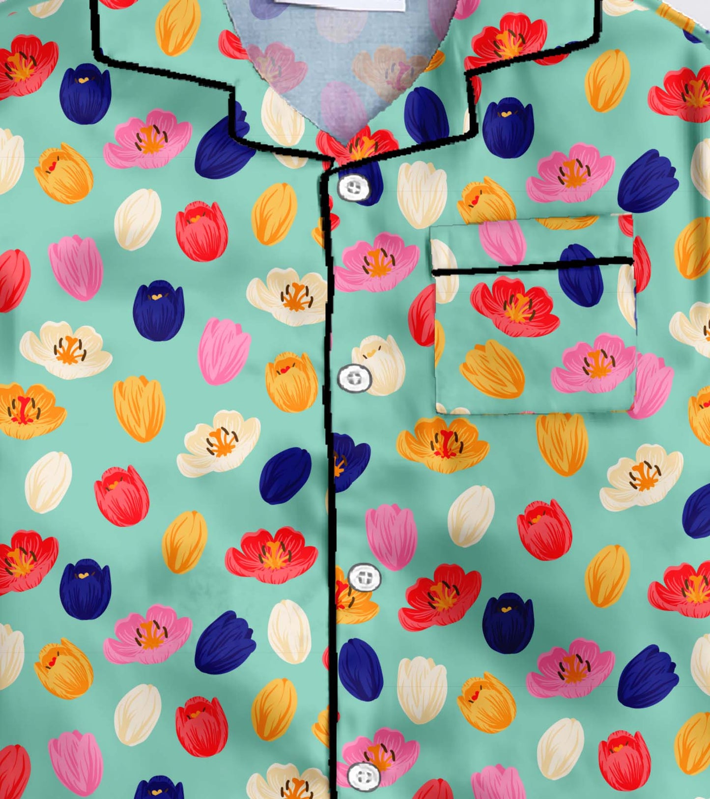 Tulip Printed Girls Pure Cotton Nightsuit Set