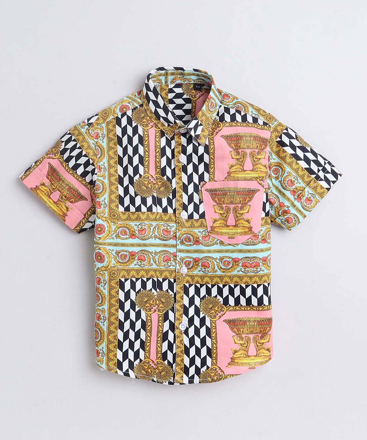Vance Print Pure Cotton Half Sleeve Shirt For Boys