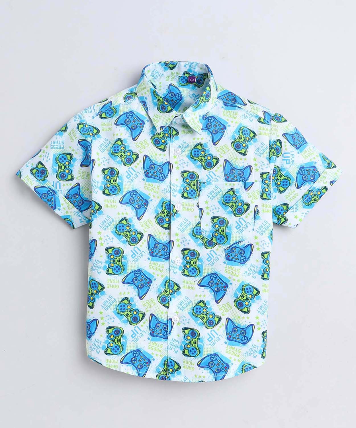 Video Game Print Pure Cotton Half Sleeve Shirt For Boys