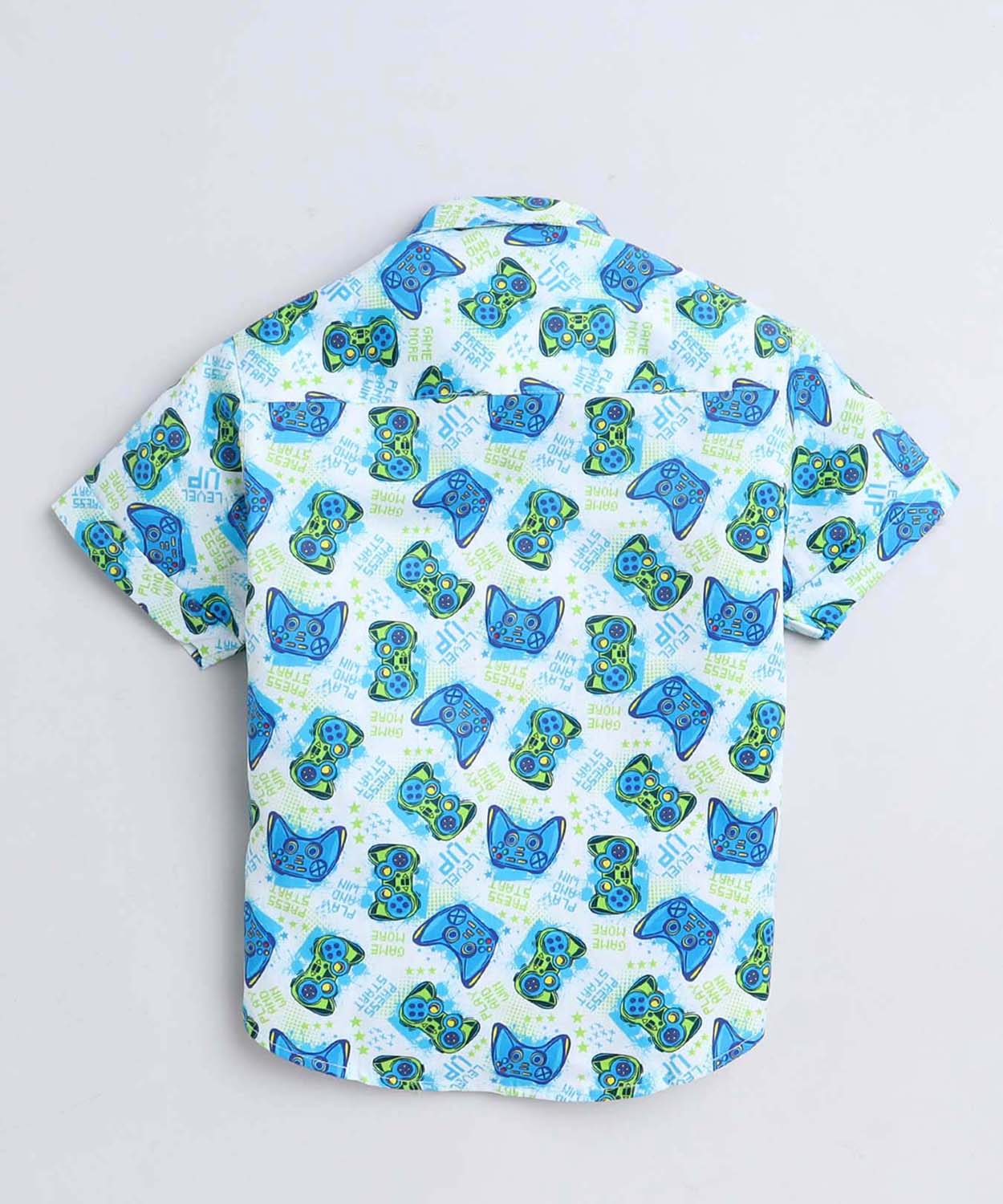 Video Game Print Pure Cotton Half Sleeve Shirt For Boys