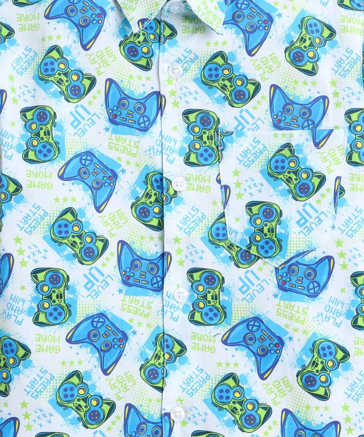 Video Game Print Pure Cotton Half Sleeve Shirt For Boys