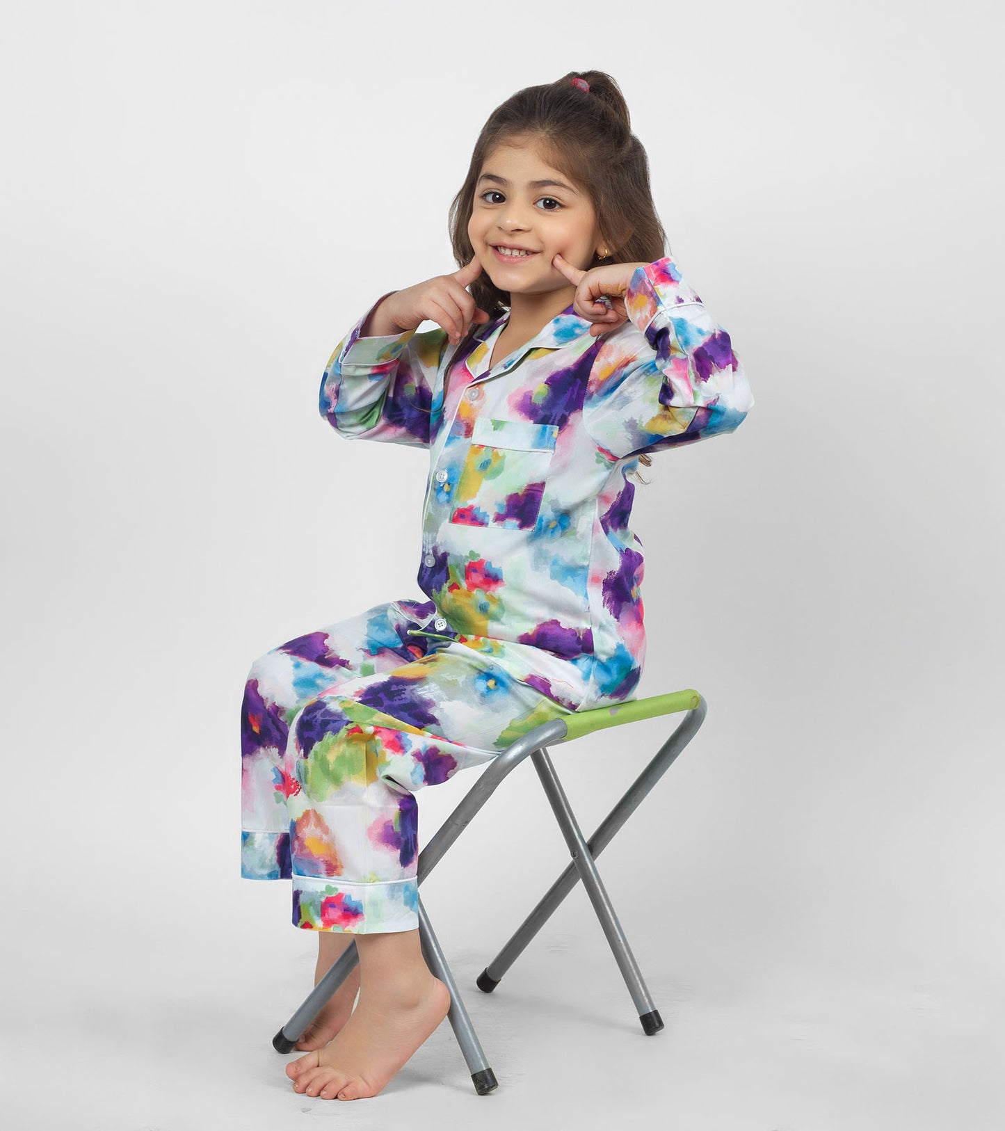 Violet Magic Printed Girls Nightsuit Set