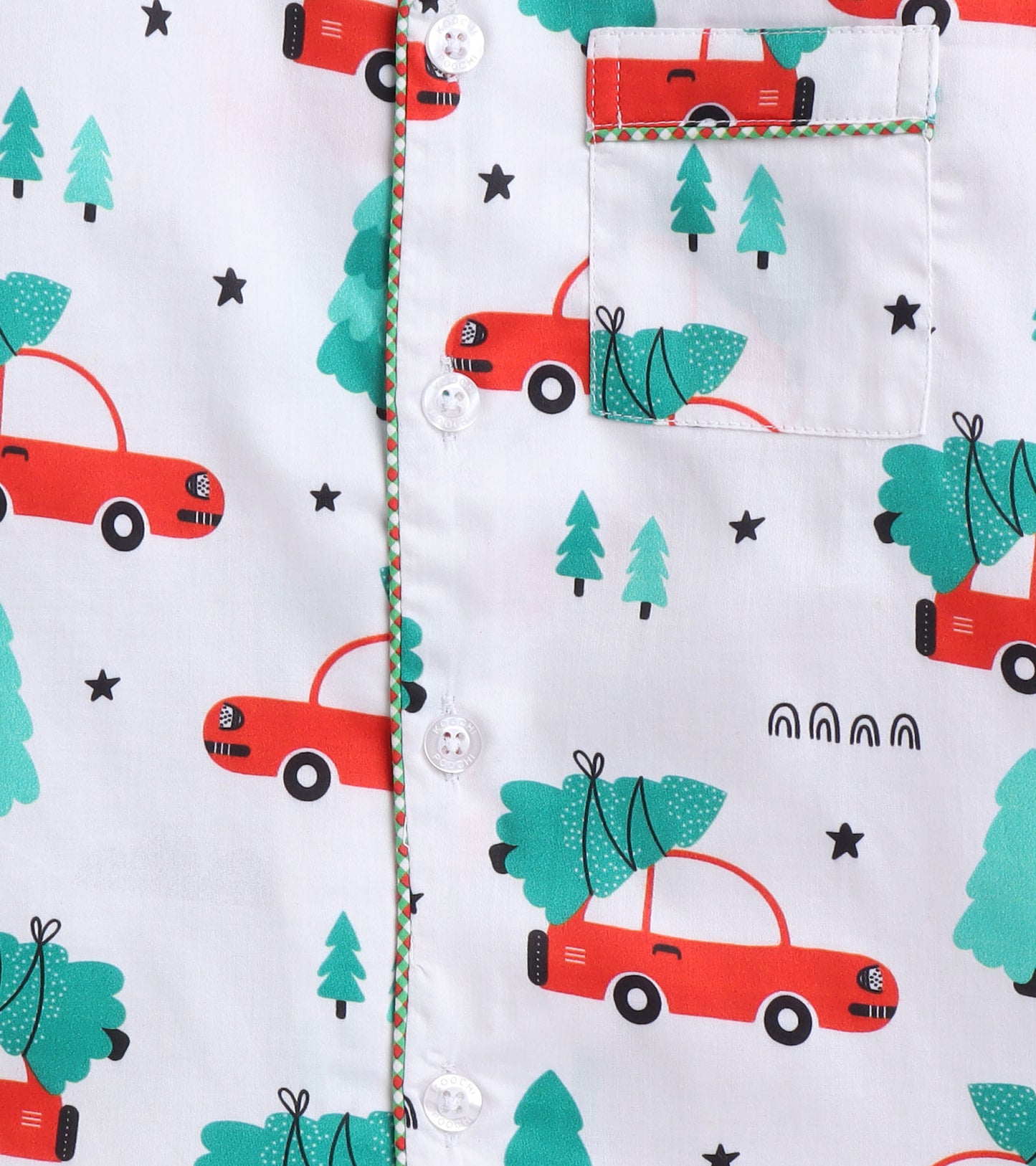 White Printed Christmas Nightsuit Set