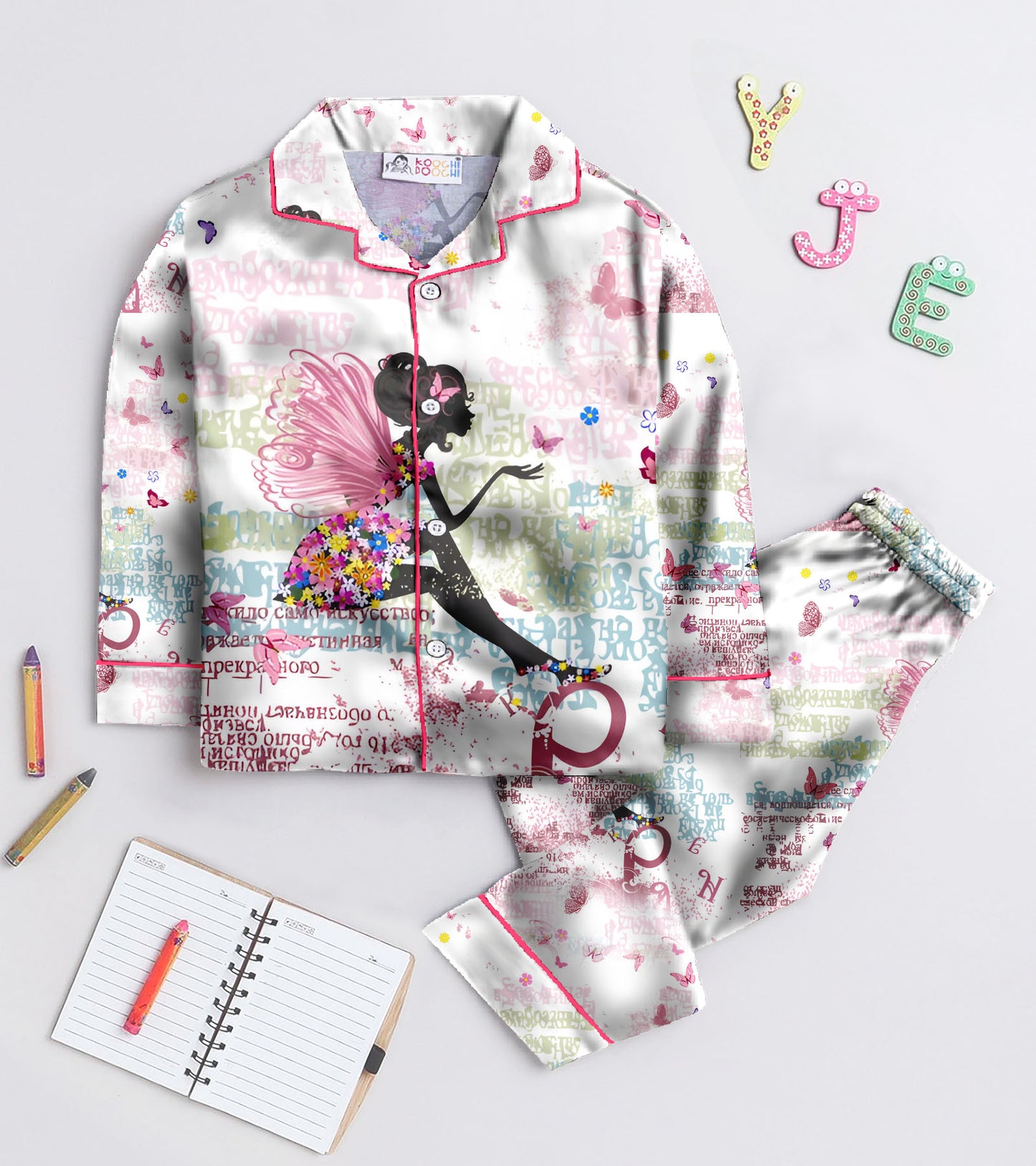 Wings Printed Girls Pure Cotton Nightsuit Set
