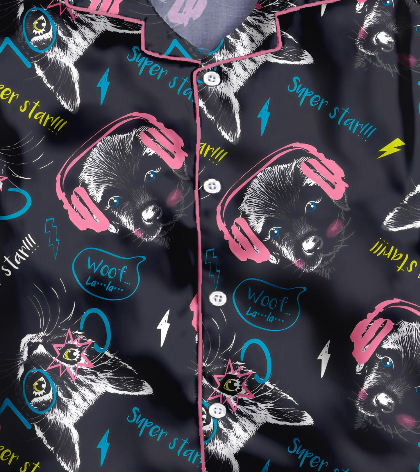Woof Printed Girls Pure Cotton Nightsuit Set
