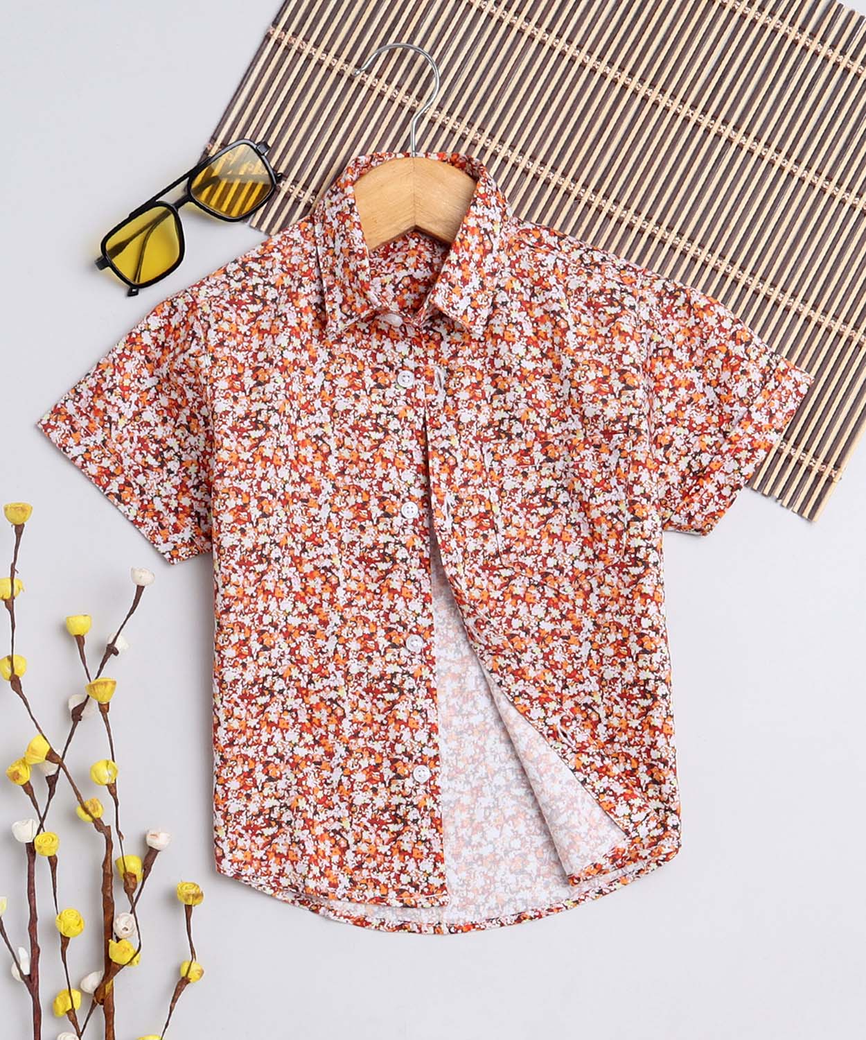 Zik Zik Print Pure Cotton Half Sleeve Shirt For Boys