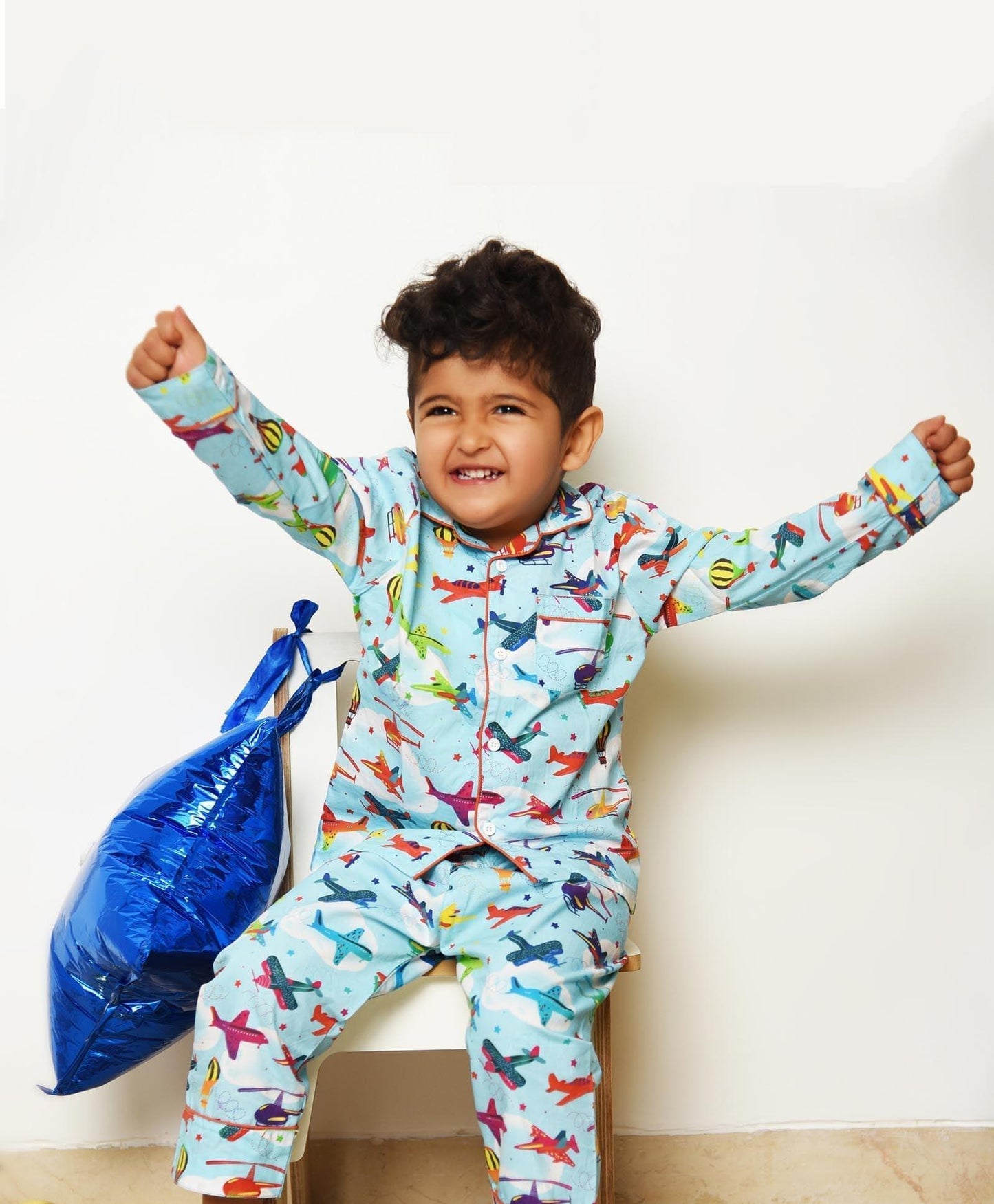 Aeroplane Printed Boys Night Suit Set