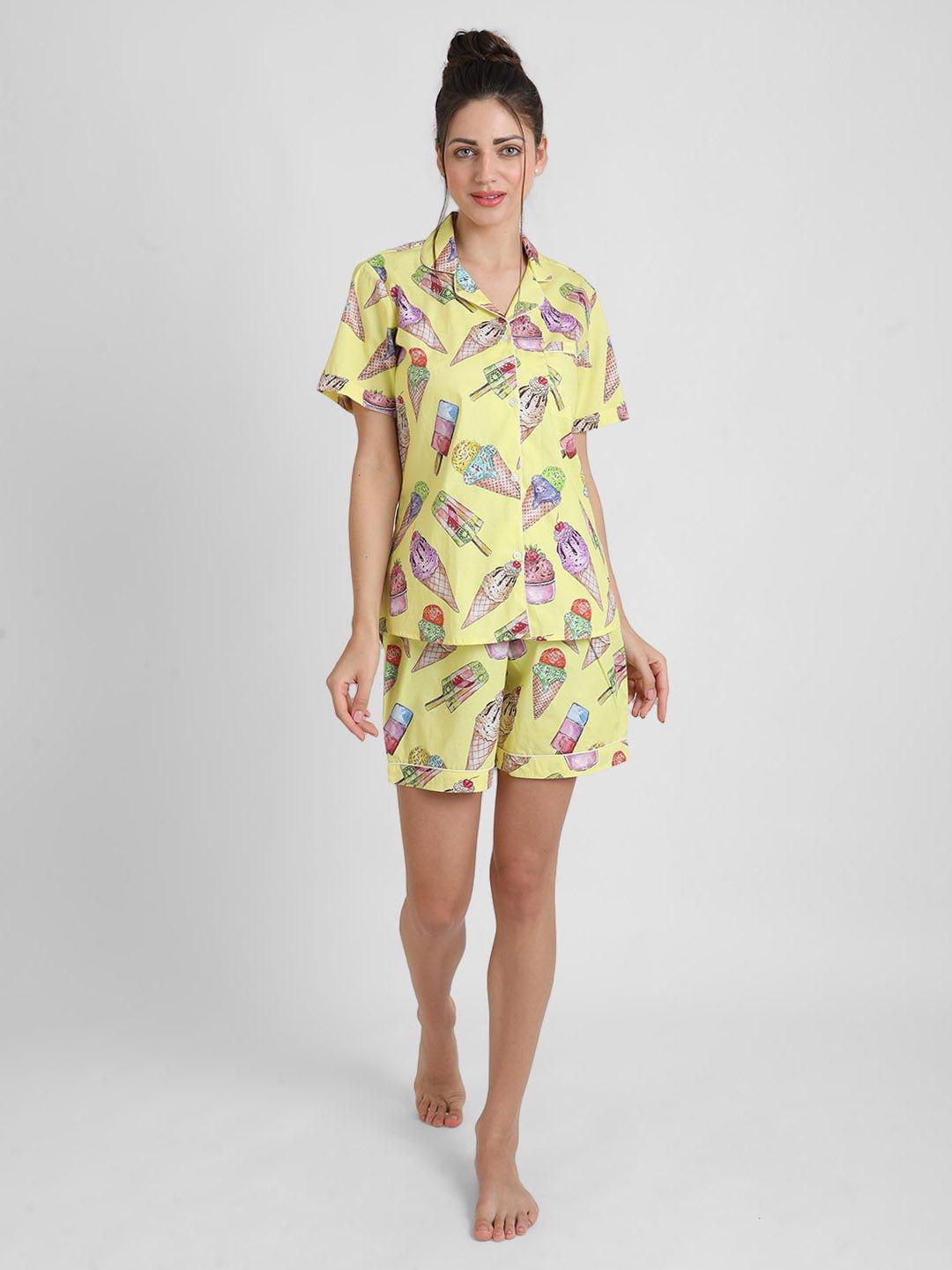 Icecream Printed Nightsuit Set for Women