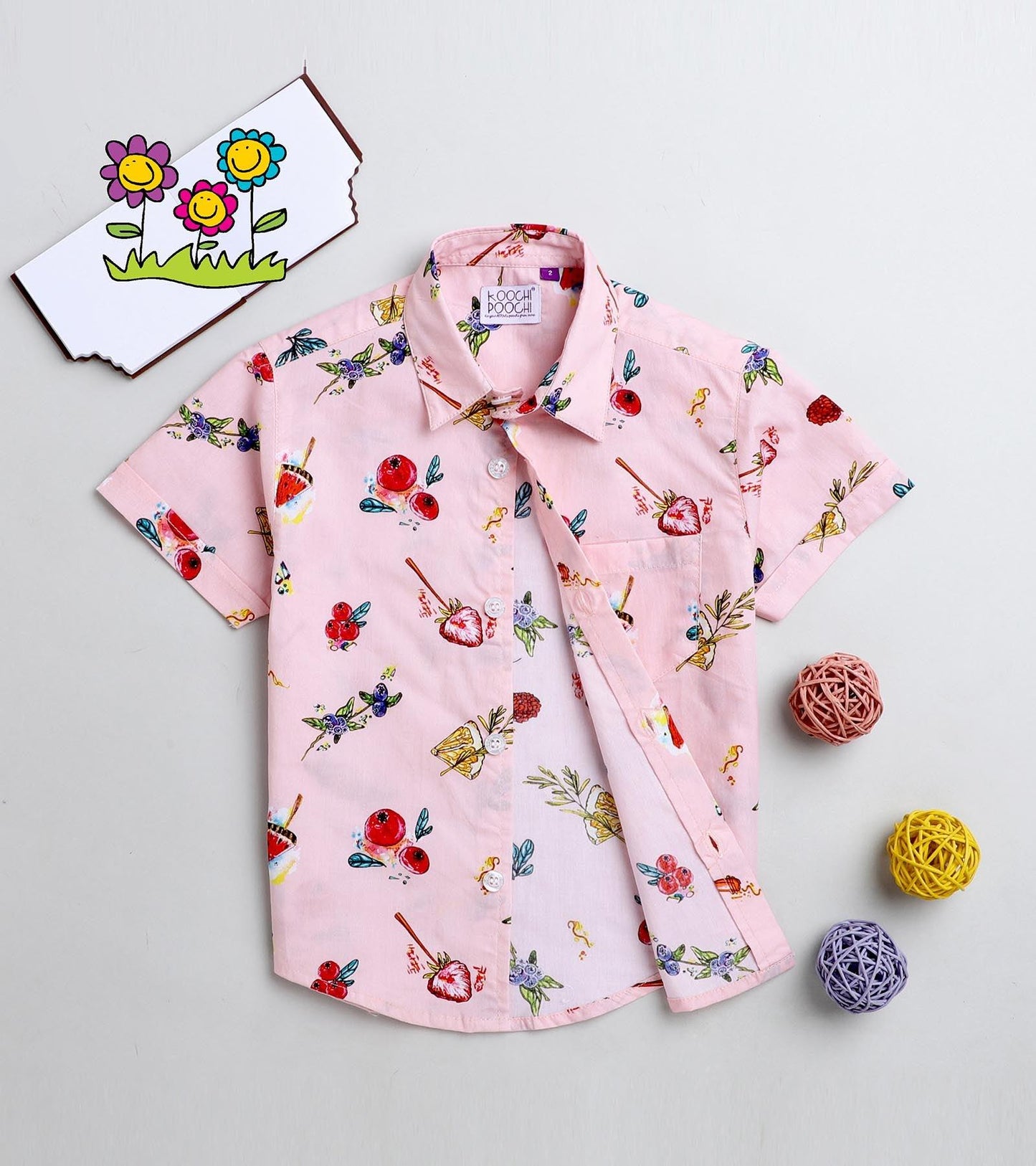 Pink Floral Printed Half Sleeve Shirt