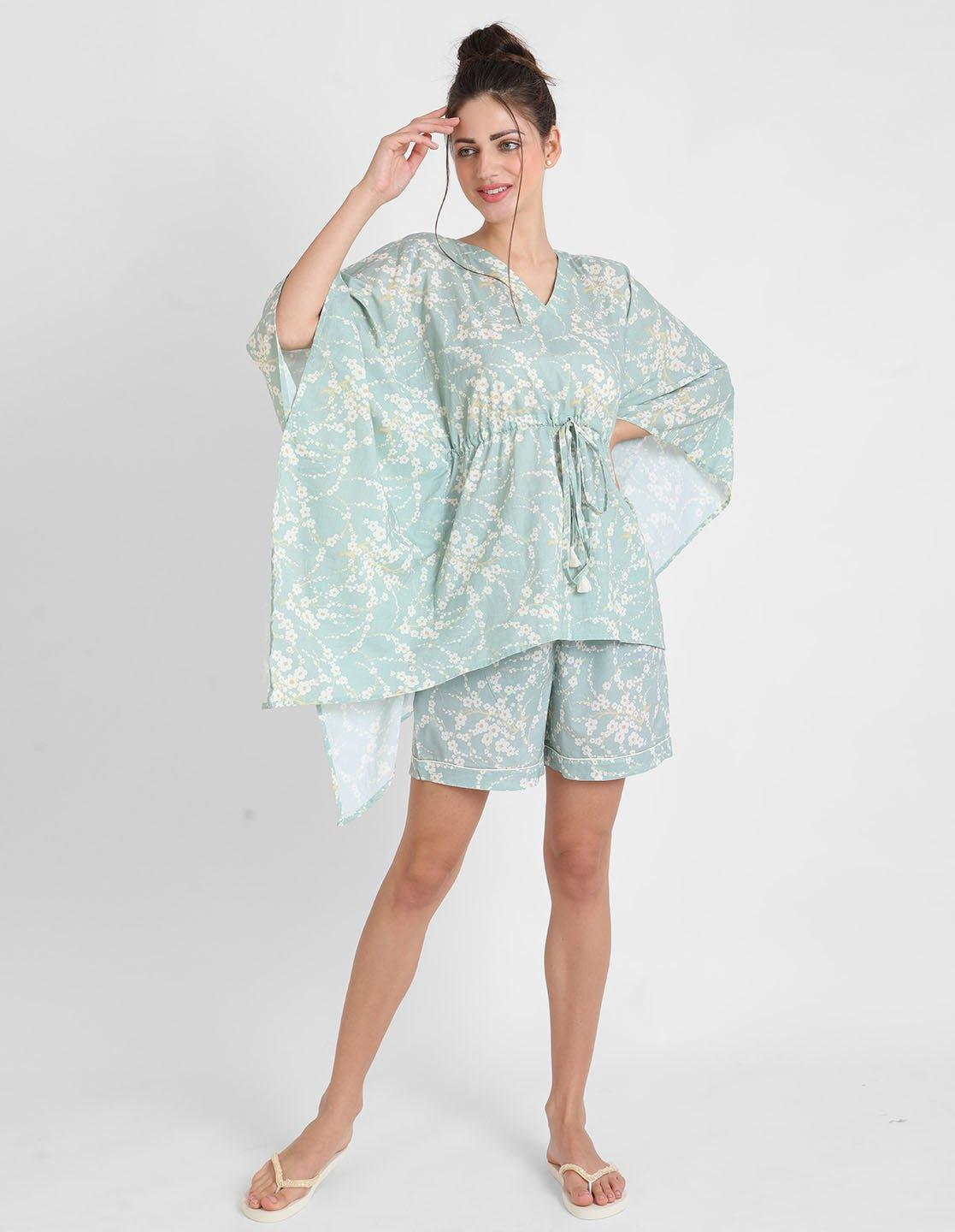 Blossom Print Kaftan Shorts Set