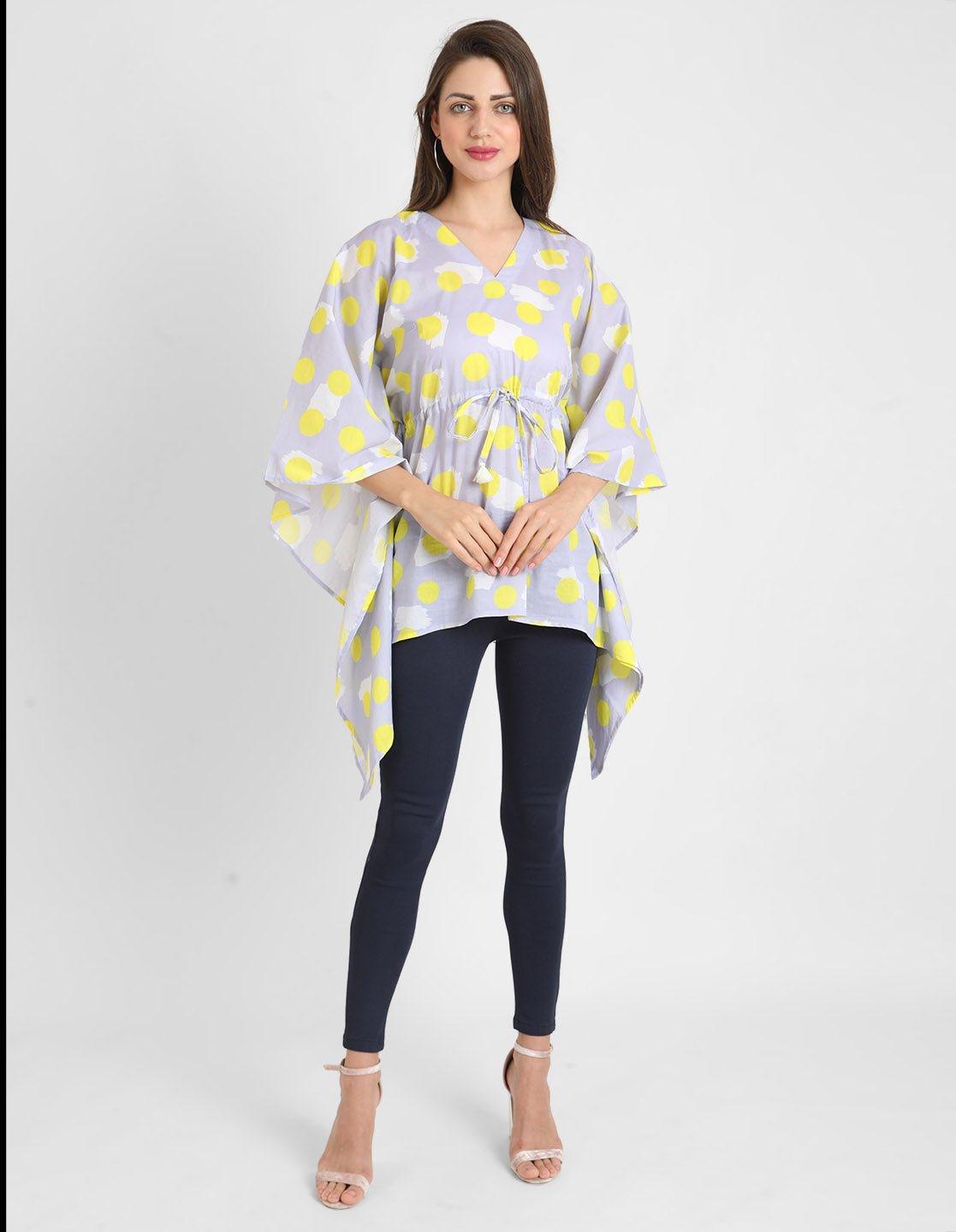 Yellow Polka Print Kaftan